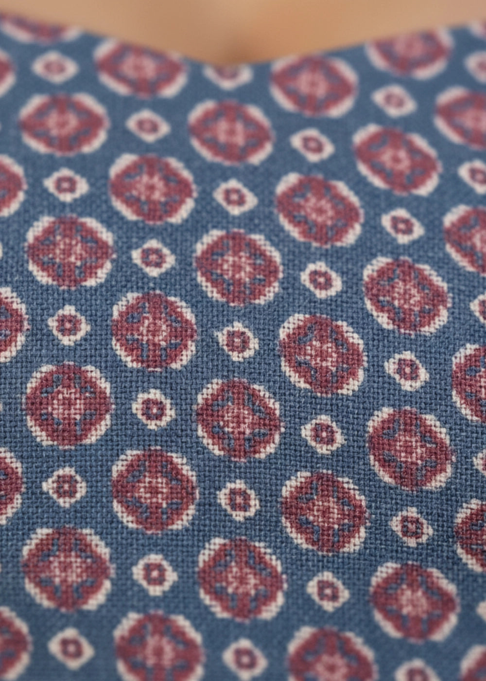 Roman Elegance Fit & Flare Blue Printed Cotton-Linen Dress Women Karee