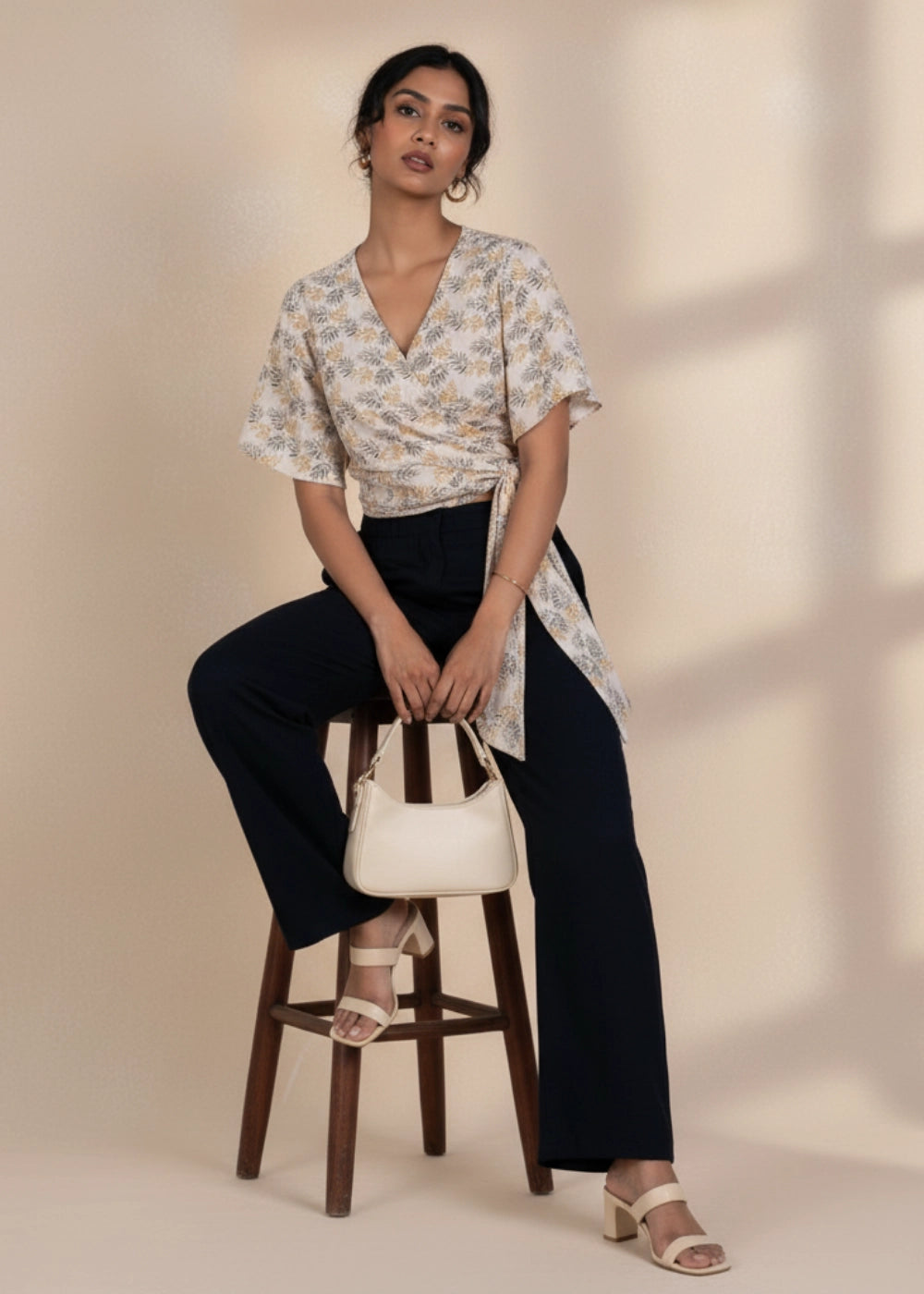 Biscuit Bliss Eco-Friendly Wrap Linen-Viscose Top | Karee Sustainable Fashion