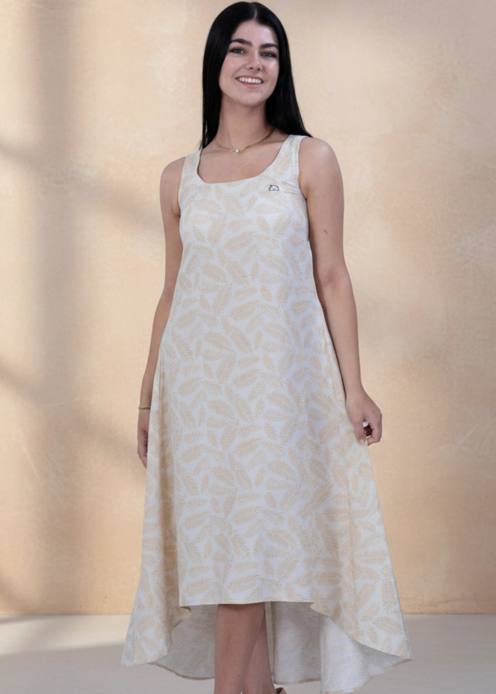 Mystic Serenity High-Low Linen-Cotton Dress | Karee Sustainable Fashion