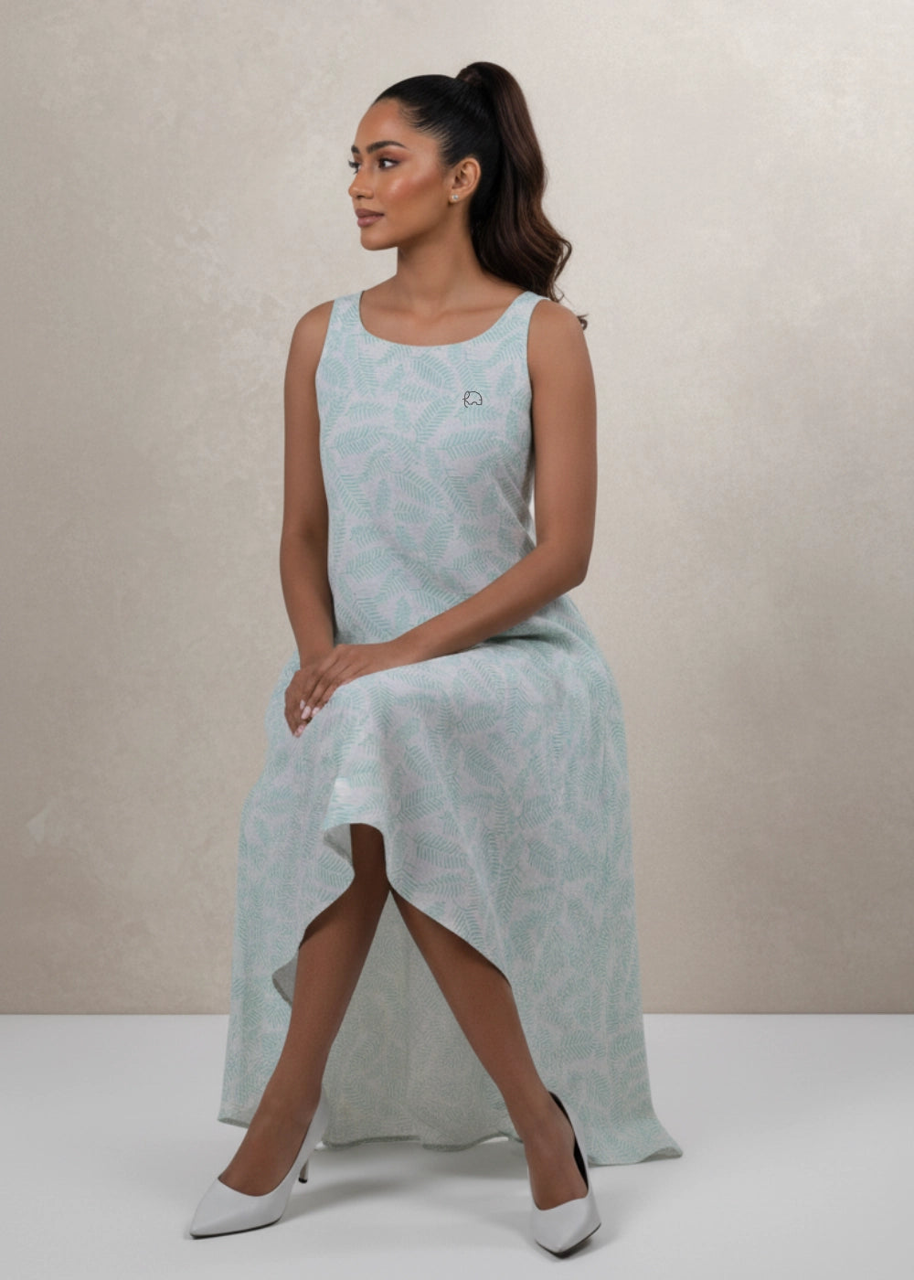 Mystic Breeze High-Low Linen-Cotton Dress | Karee Sustainable Fashion Women Karee