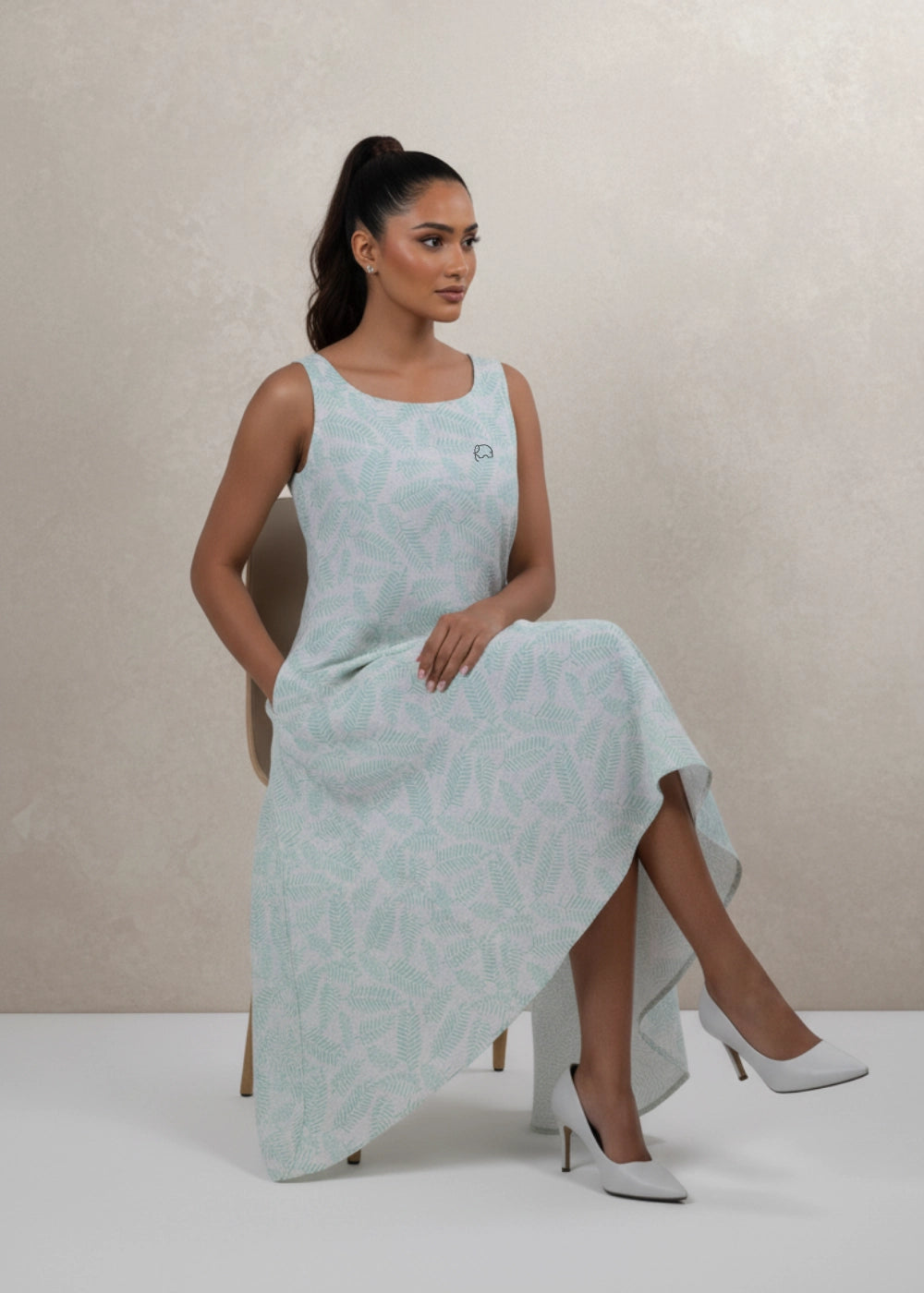 Mystic Breeze High-Low Linen-Cotton Dress | Karee Sustainable Fashion Women Karee