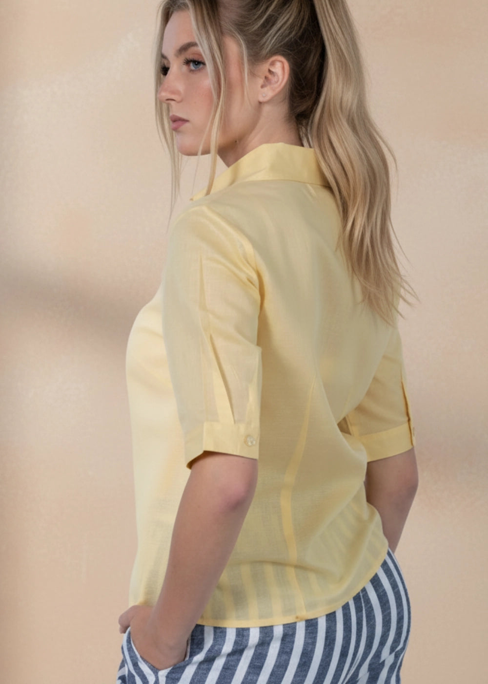 Sunlit Breeze Yellow Linen-Cotton Shirt | Karee Sustainable Fashion