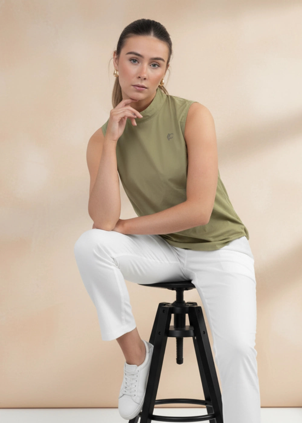 Pear Green Harmony Sleeveless Linen-Cotton Top | Karee Sustainable Fashion
