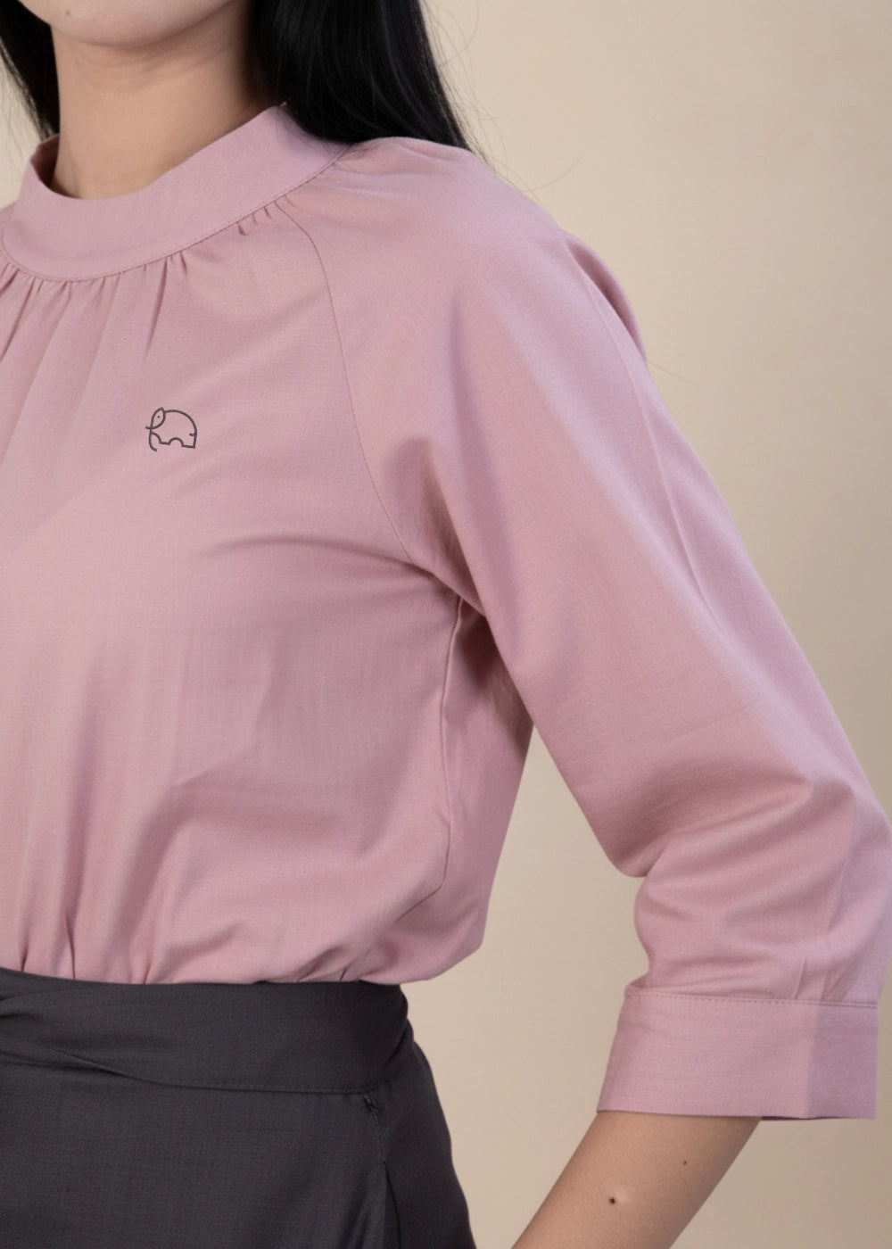 Flamingo Rose 3/4 Sleeve Linen-Cotton Top | Karee Sustainable Fashion