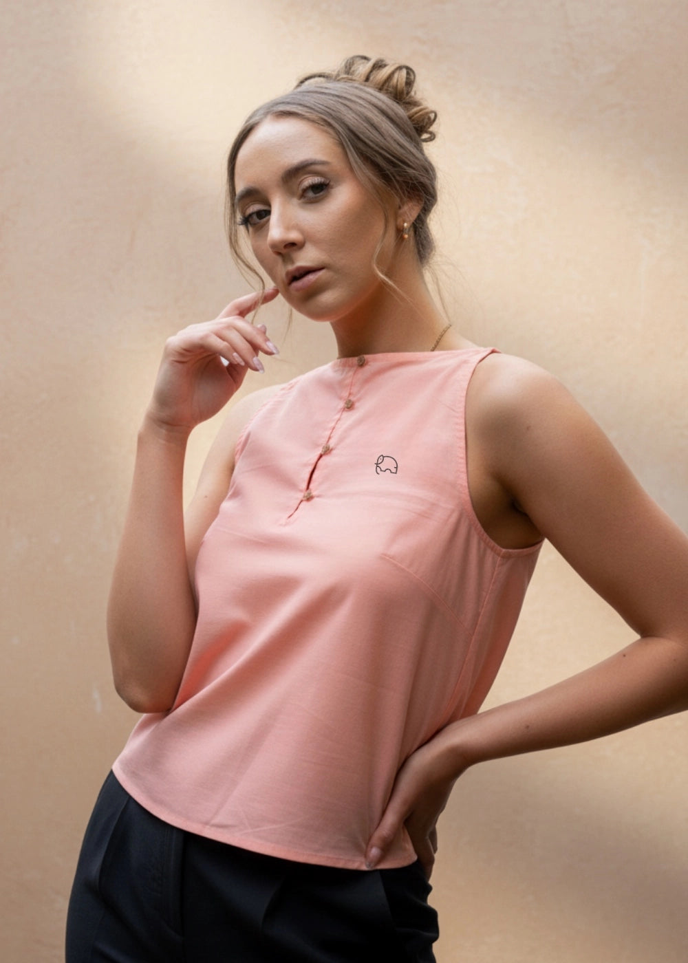 Wild Rose Harmony Halter Cami Linen-Cotton Top | Karee Sustainable Fashion