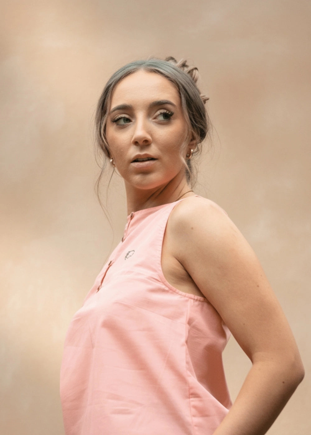 Wild Rose Harmony Halter Cami Linen-Cotton Top | Karee Sustainable Fashion