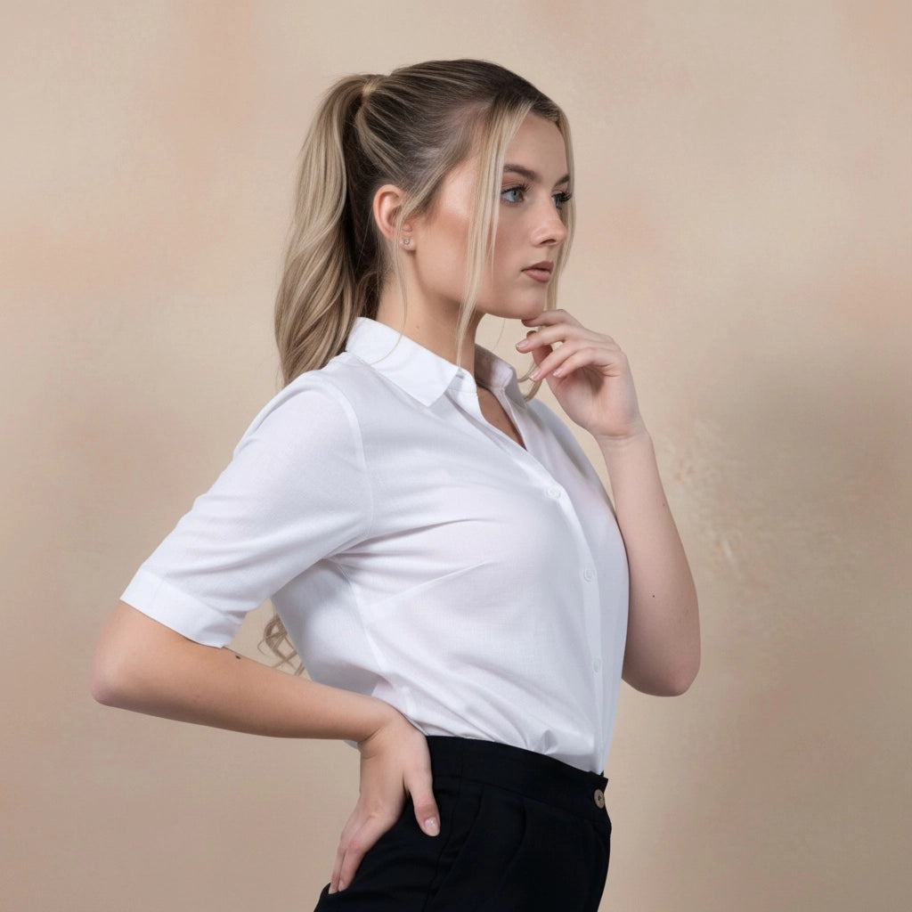 Pure Elegance White Linen-Cotton Shirt | Karee Sustainable Fashion