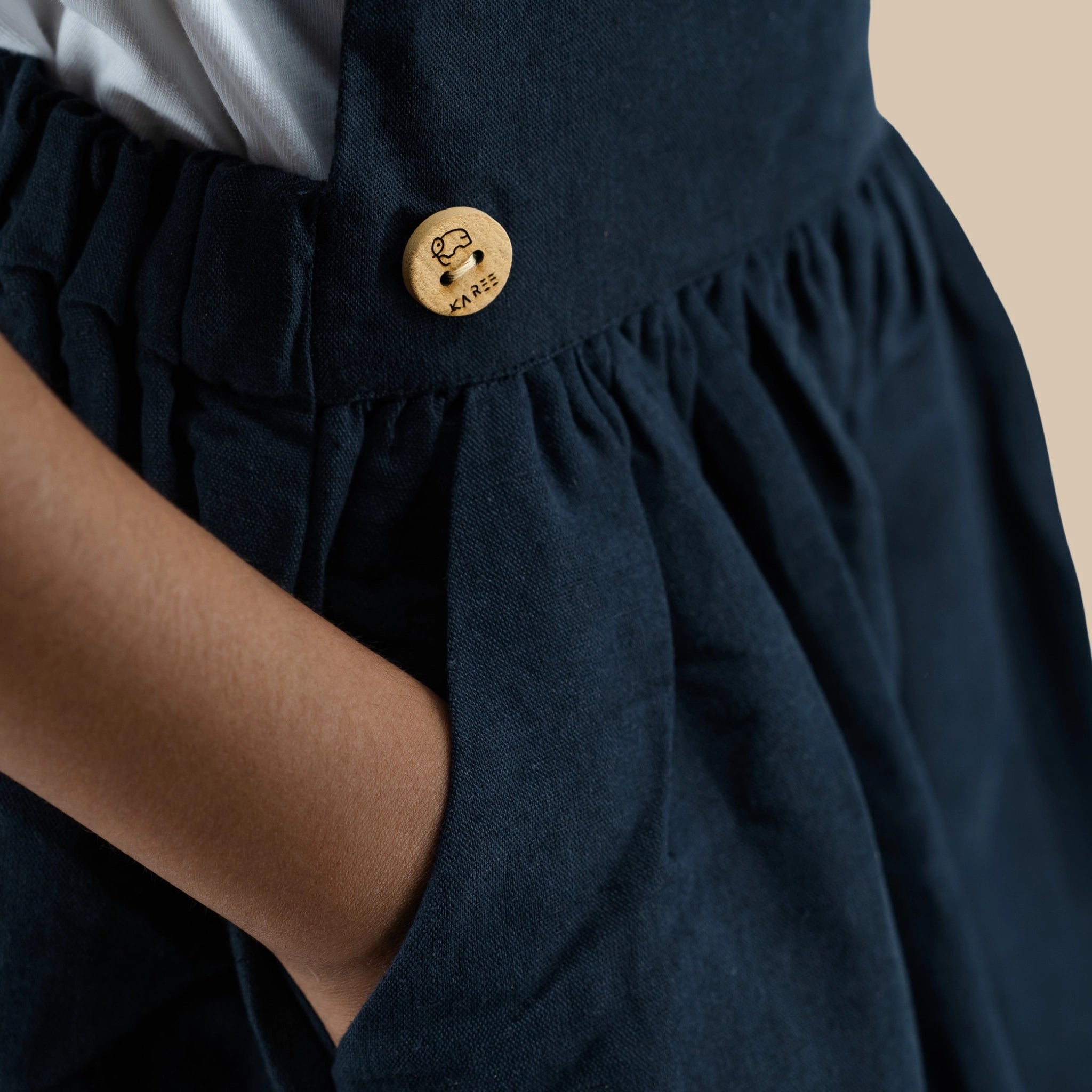 Ebony Black Linen Cotton Pinafore Set | Karee Sustainable Kidswear Kids Karee