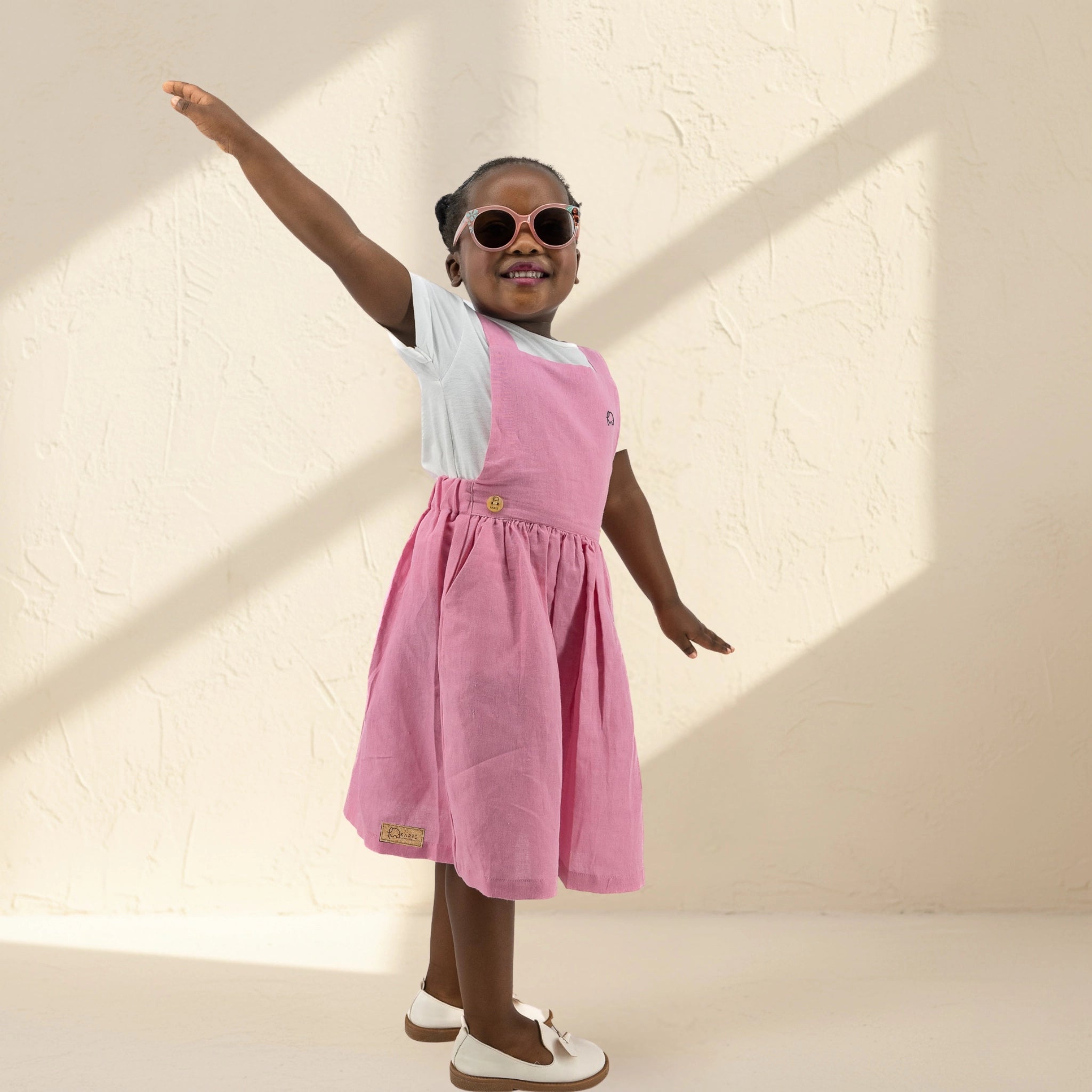 Cashmere Rose Linen Pinafore for Girls Kids Karee