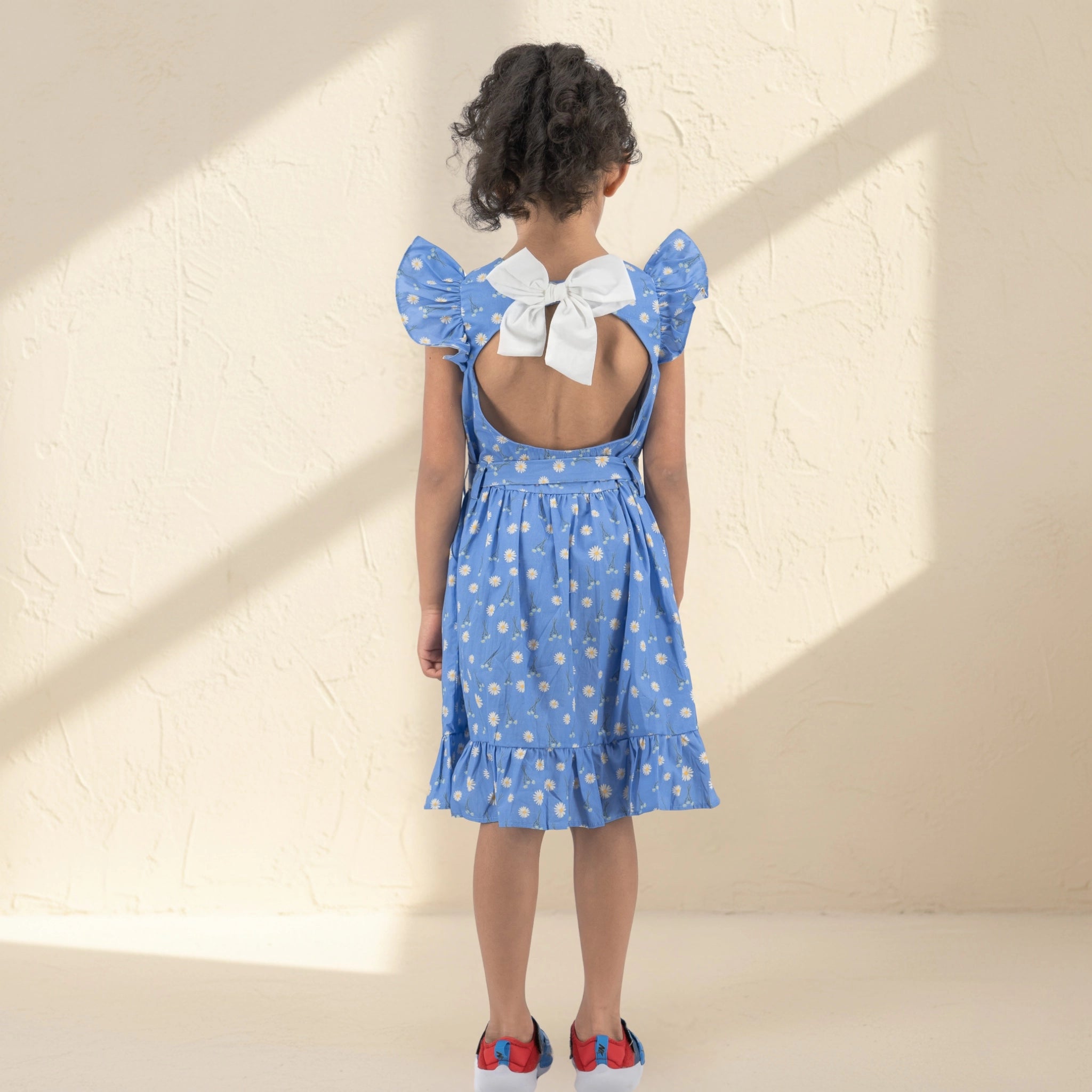 Corn Flour Blue Cotton Dress for Girls | Karee Sustainable Kidswear Kids Karee