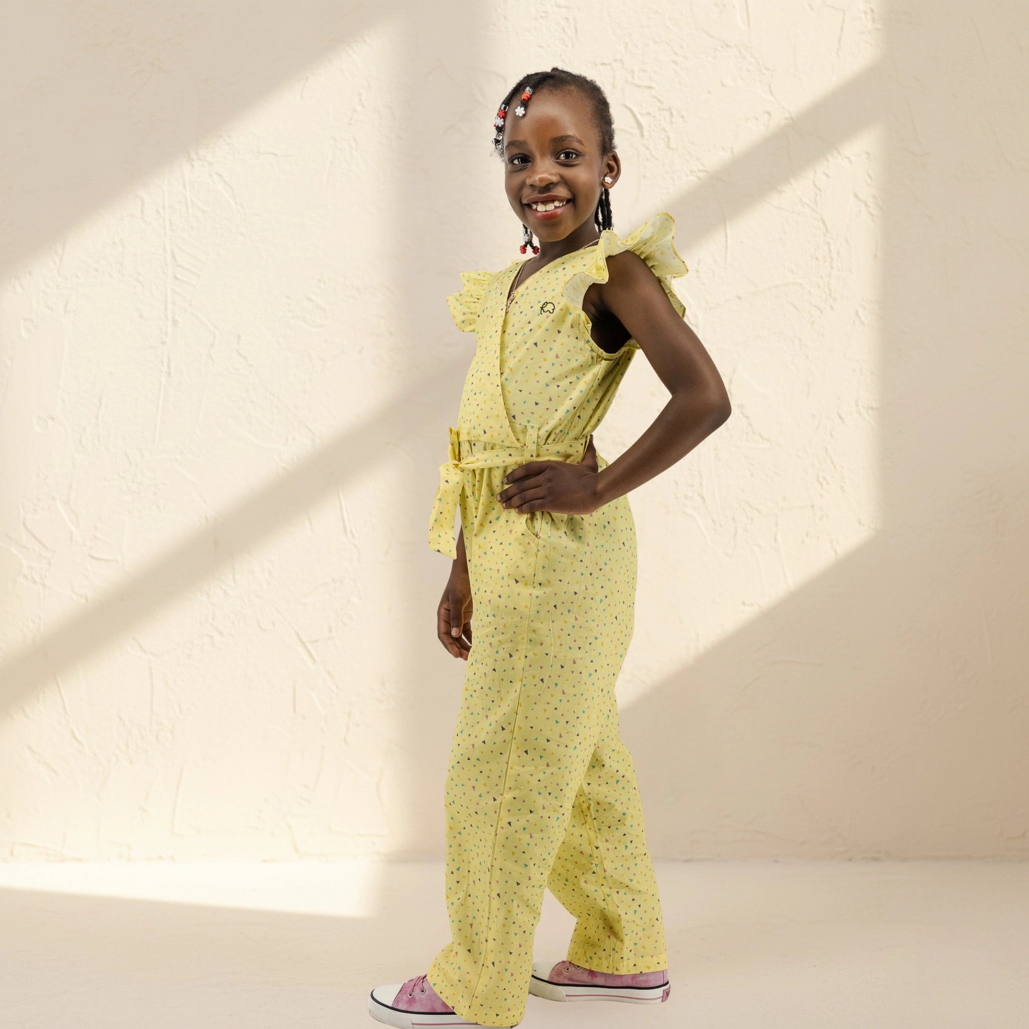Lemon Meringue Cotton Jumpsuit for Girls | Karee Sustainable Kidswear Kids Karee