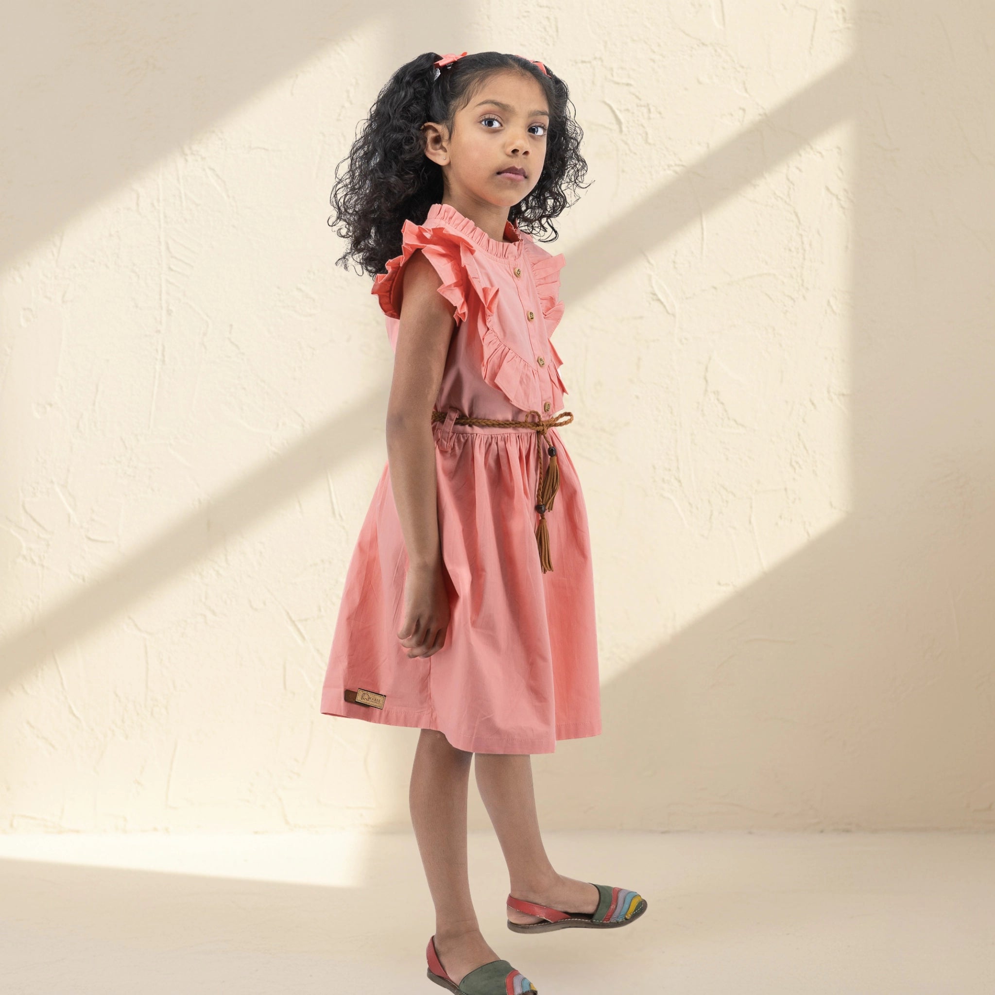 Peach & Cream Cotton Dress for Girls | Karee Sustainable Kidswear Kids Karee