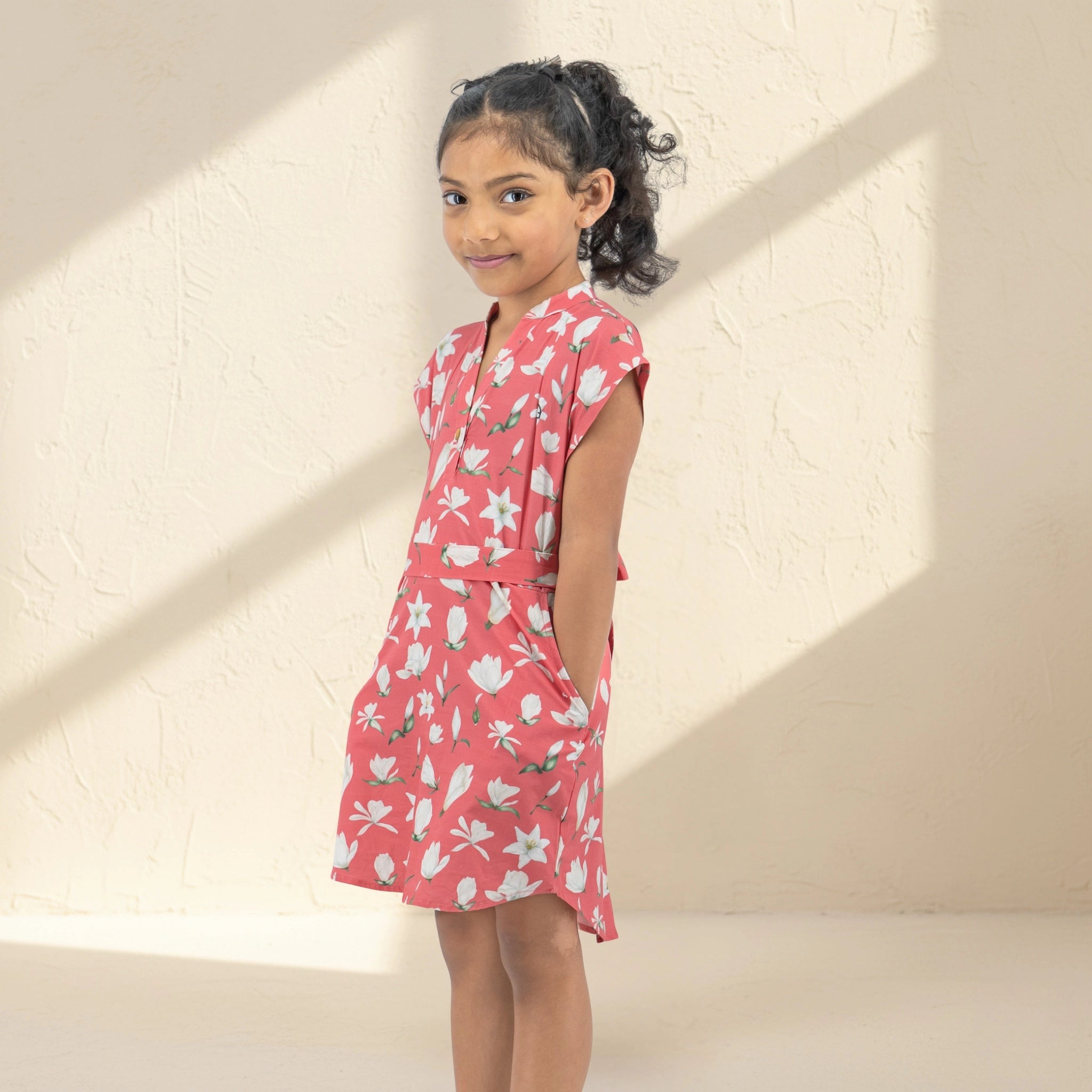 Mineral Red Cotton Shirt Dress for Girls | Karee Sustainable Kidswear Kids Karee