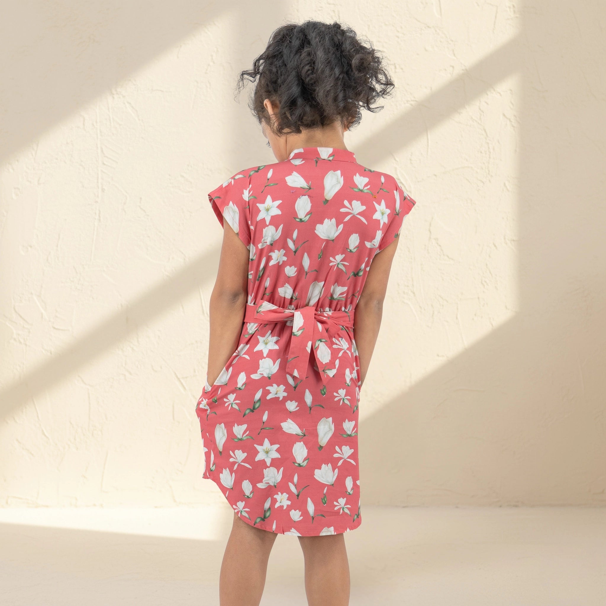 Mineral Red Cotton Shirt Dress for Girls | Karee Sustainable Kidswear Kids Karee