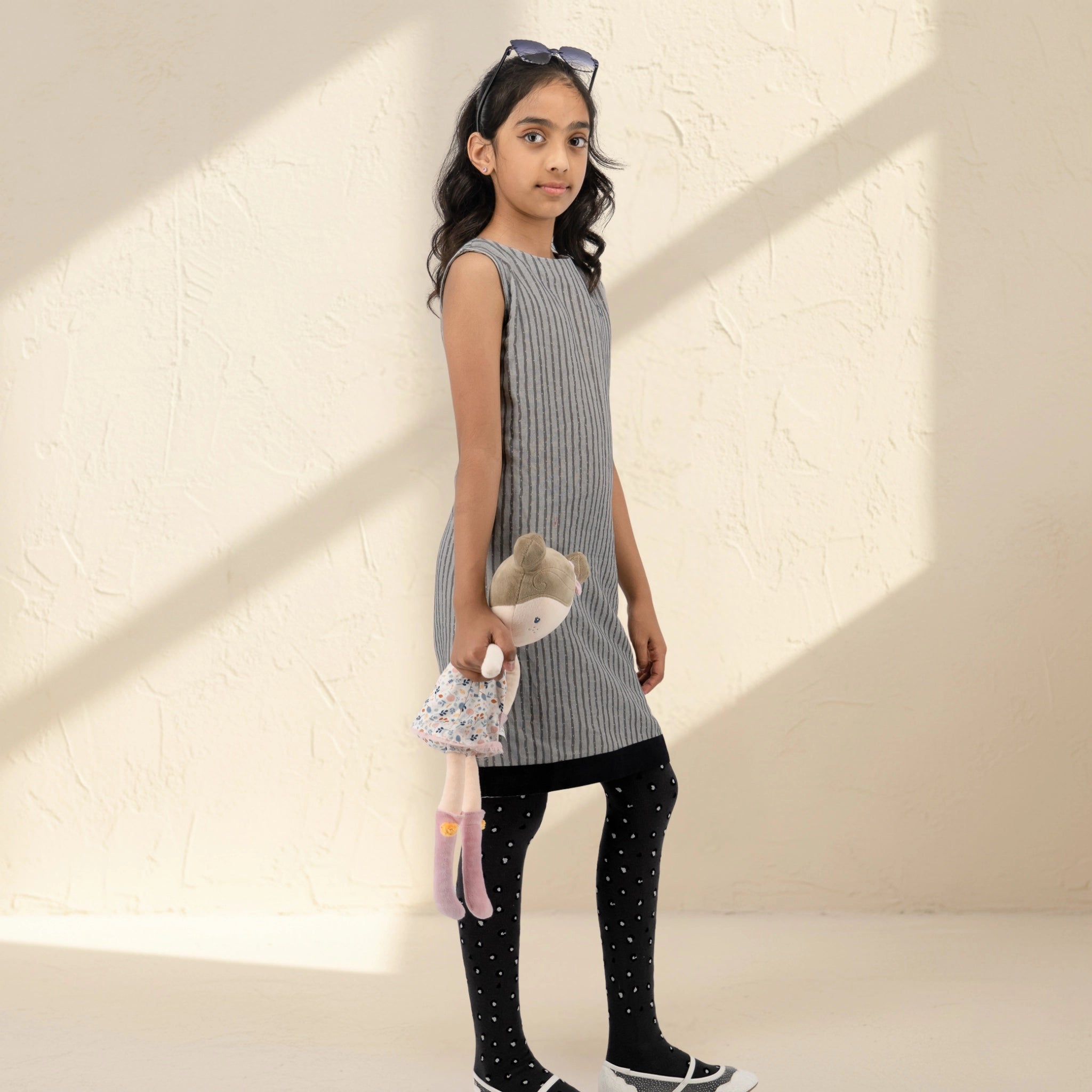 Steel Grey Linen Cotton Frock for Girls | Karee Sustainable Kidswear Kids Karee