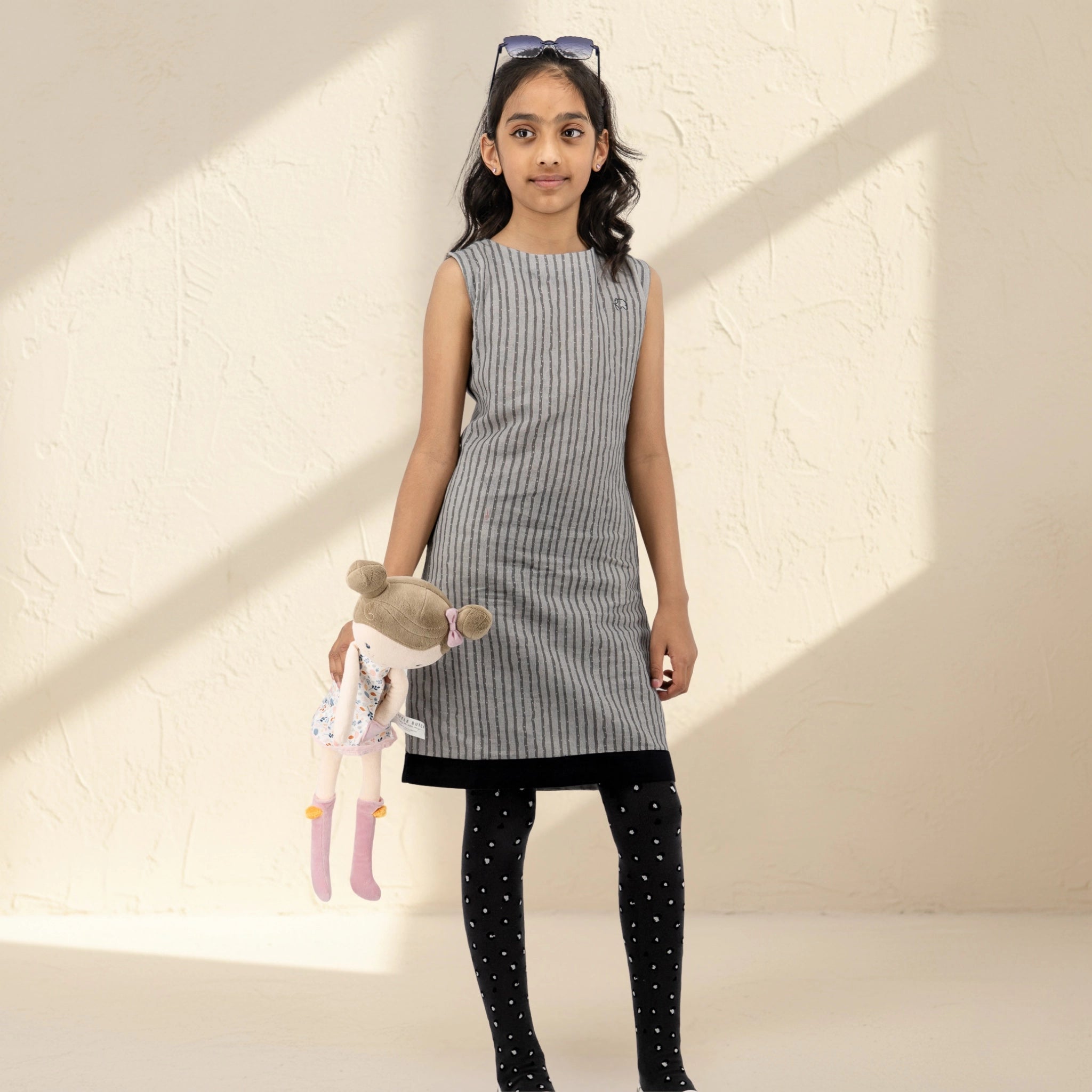 Steel Grey Linen Cotton Frock for Girls | Karee Sustainable Kidswear Kids Karee