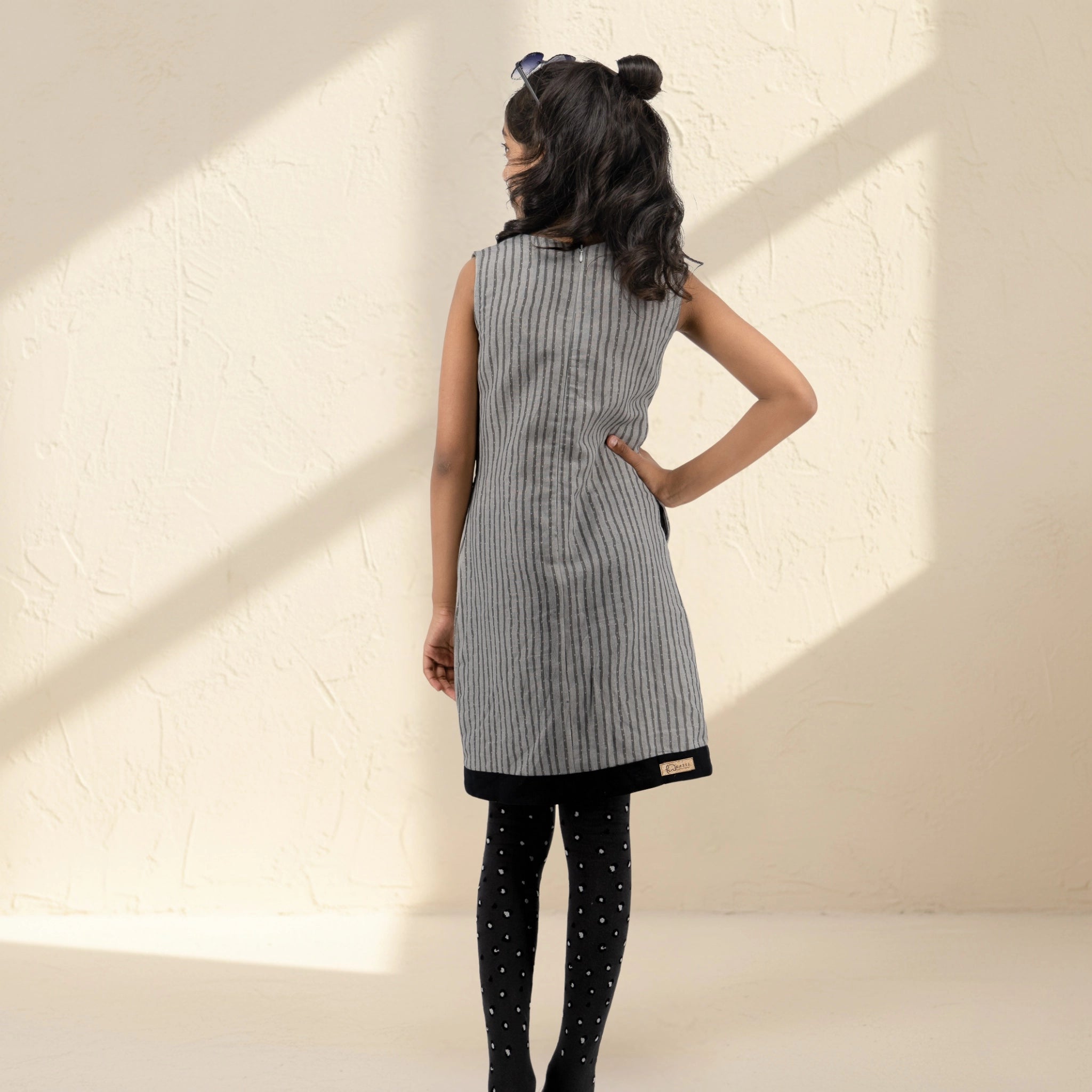 Steel Grey Linen Cotton Frock for Girls | Karee Sustainable Kidswear Kids Karee