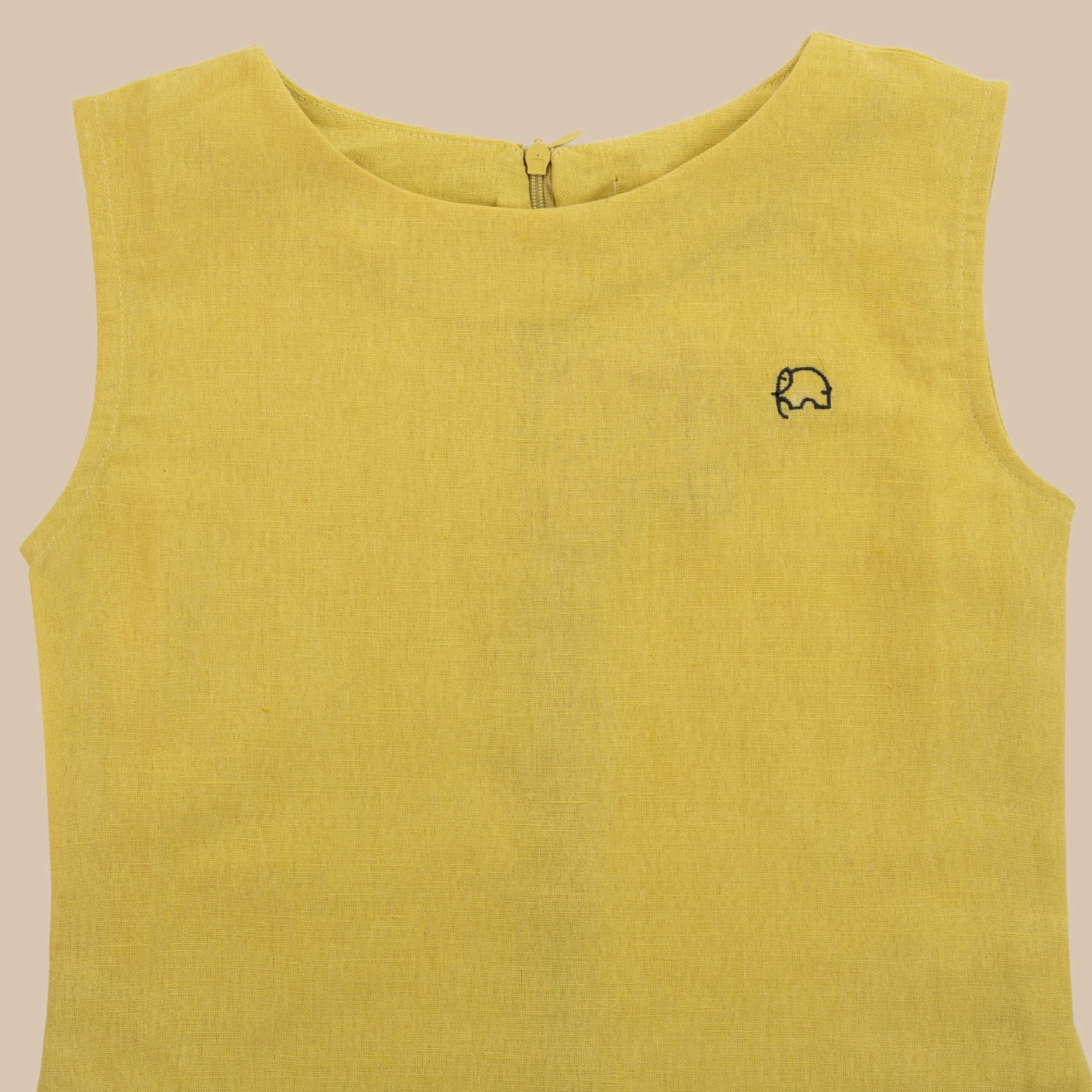 Cream Gold Linen Cotton Frock for Girls | Karee Sustainable Kidswear Kids Karee