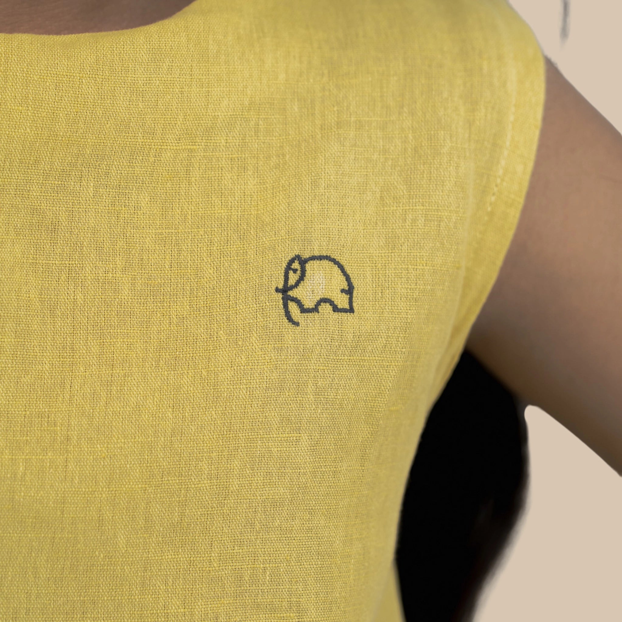 Cream Gold Linen Cotton Frock for Girls | Karee Sustainable Kidswear Kids Karee