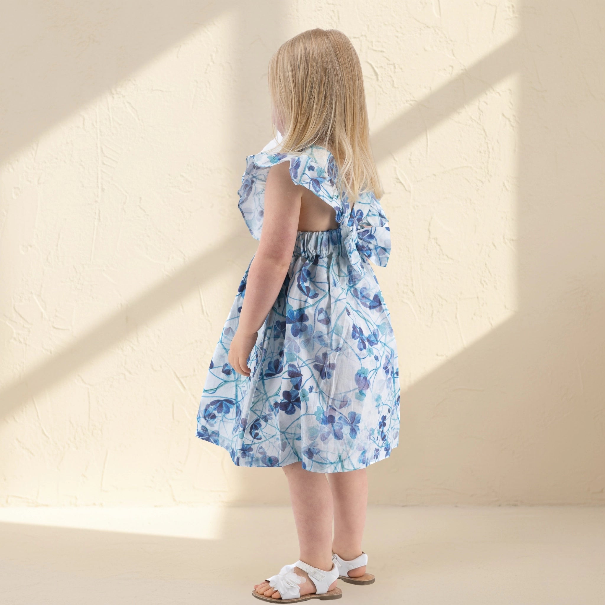 Blue Floral Cotton Dress for Girls | Karee Sustainable Kidswear Kids Karee