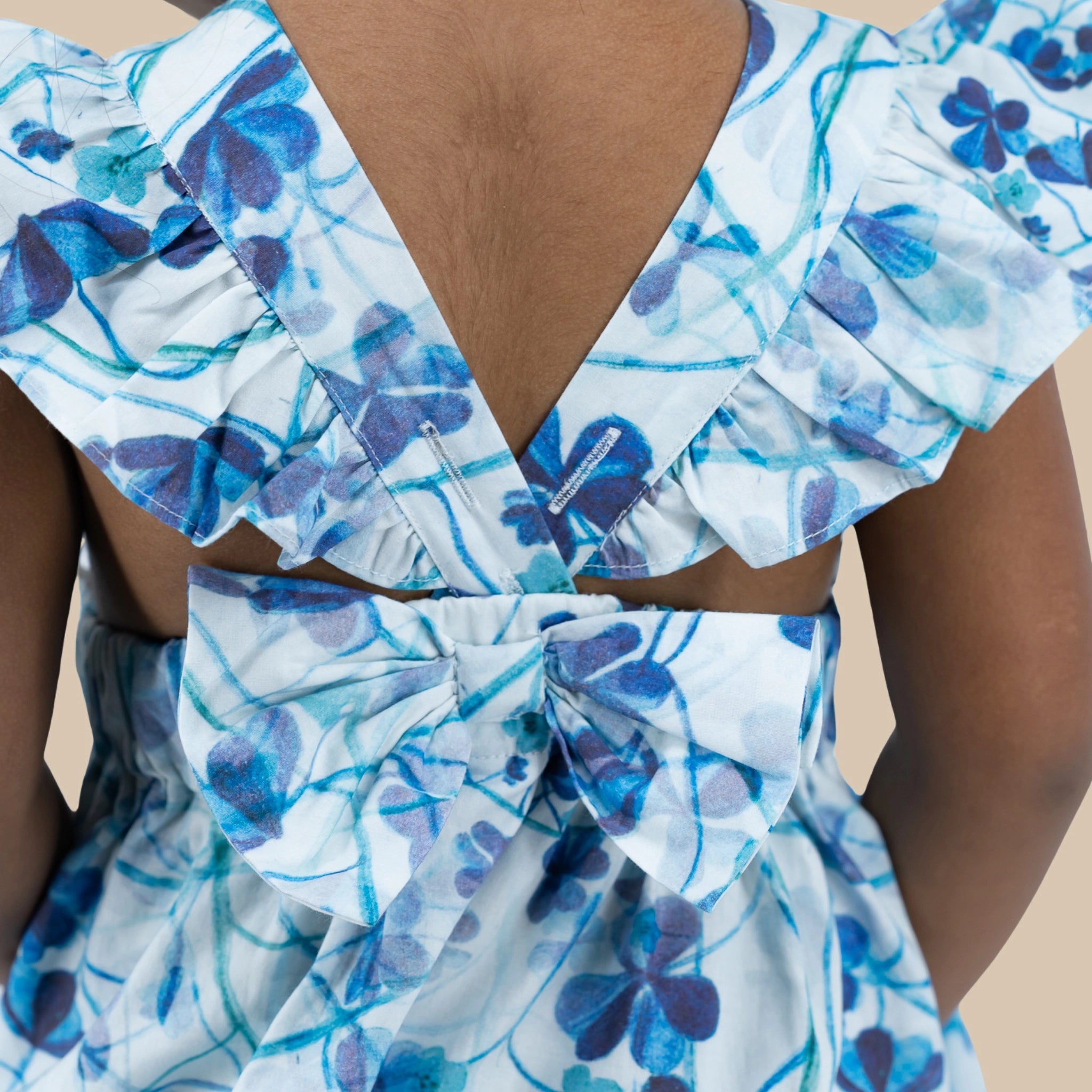 Blue Floral Cotton Dress for Girls | Karee Sustainable Kidswear Kids Karee