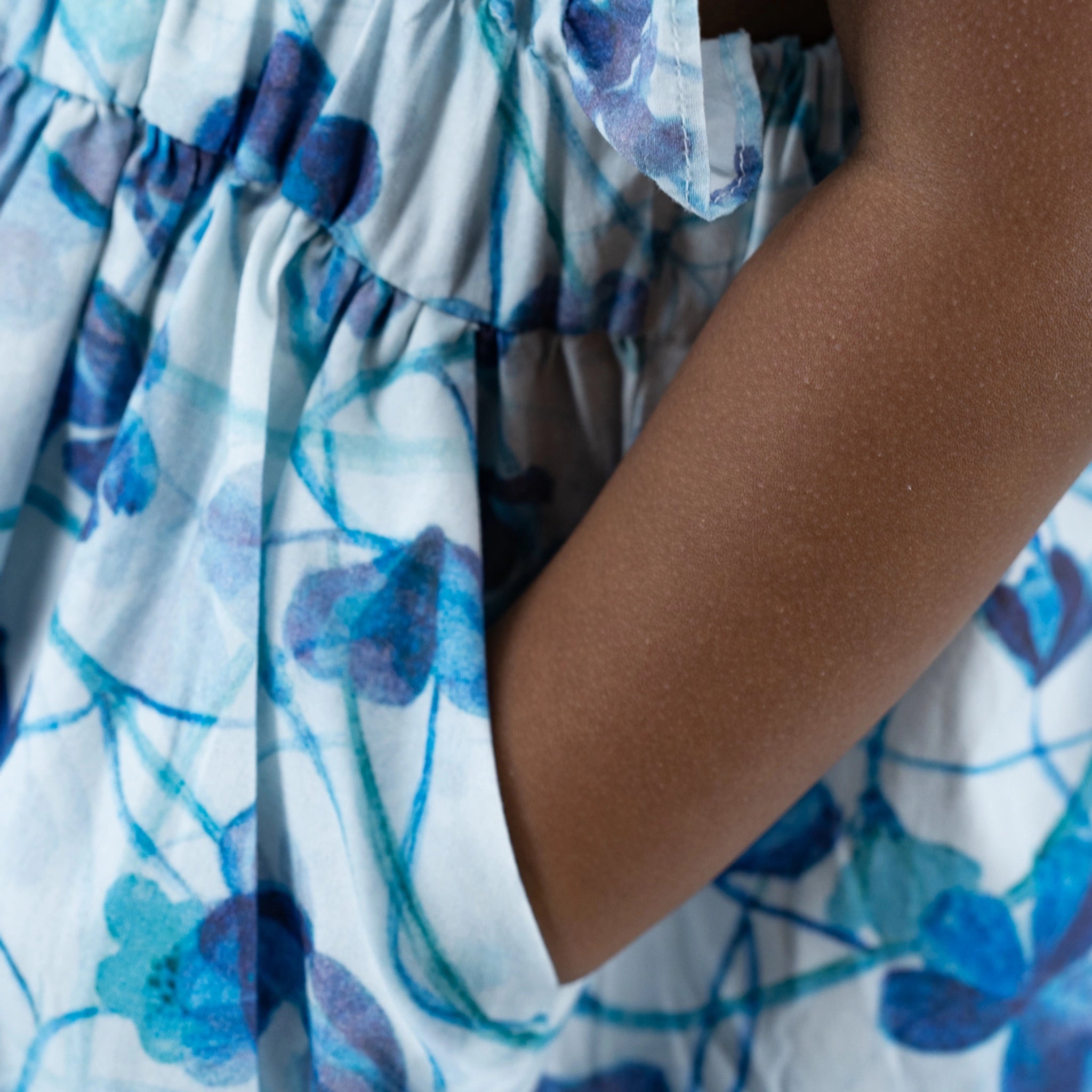 Blue Floral Cotton Dress for Girls | Karee Sustainable Kidswear Kids Karee