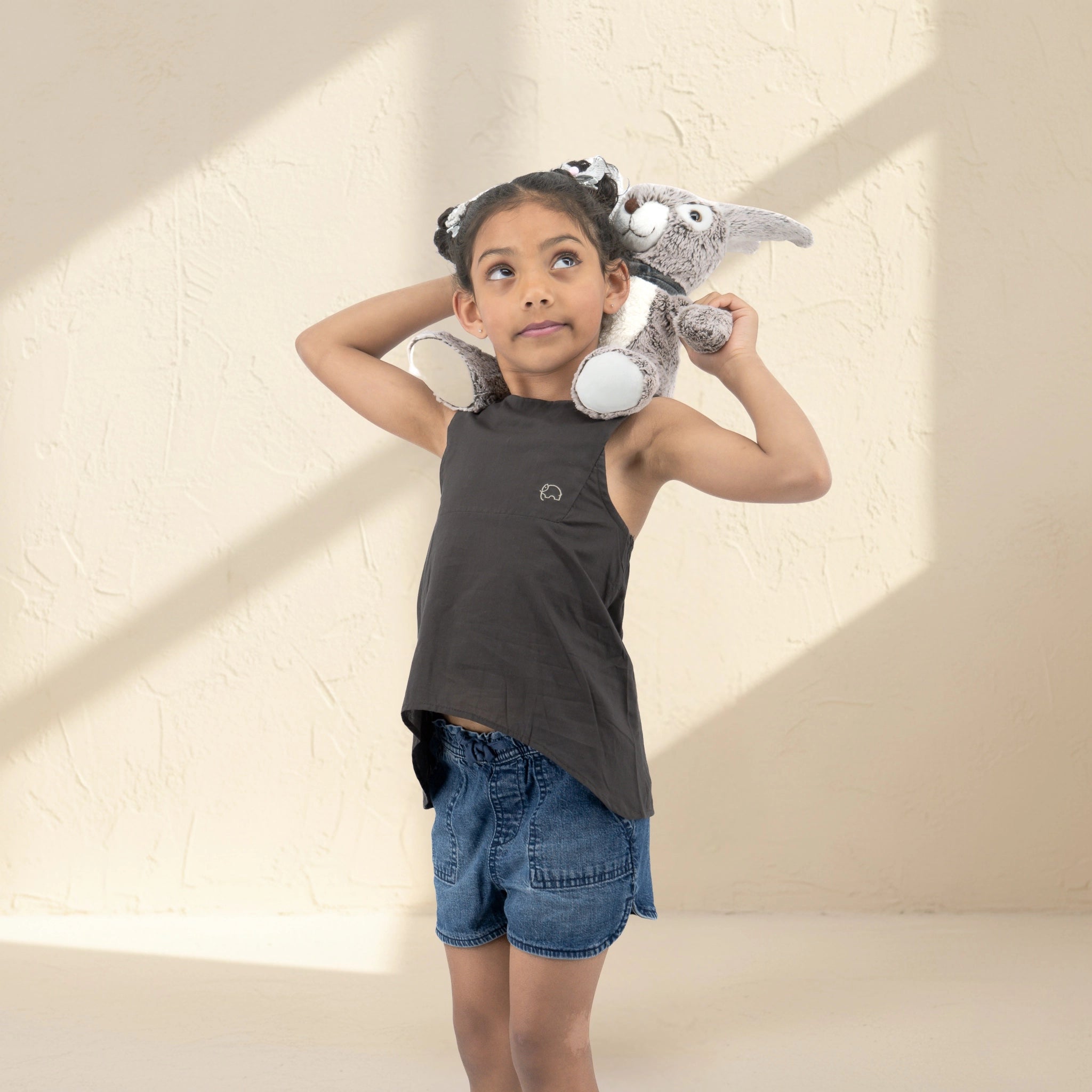 Plum Kitten Cotton Bib Neck Top for Girls | Karee Sustainable Kidswear Kids Karee