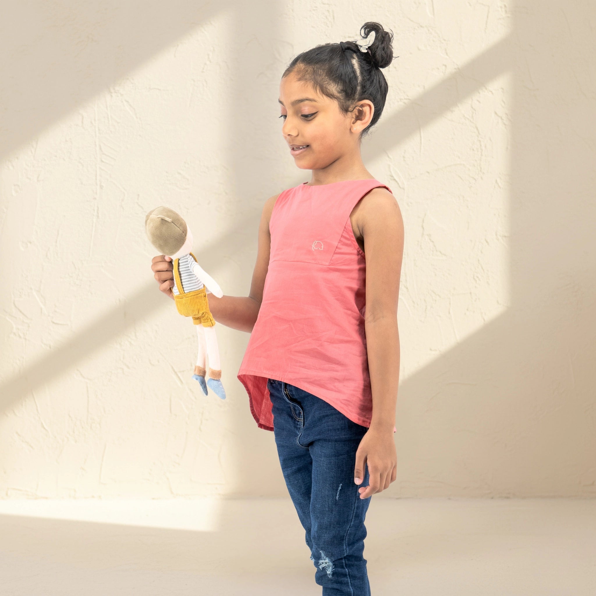 Tea Rose Cotton Bib Neck Top for Girls | Karee Sustainable Kidswear Kids Karee