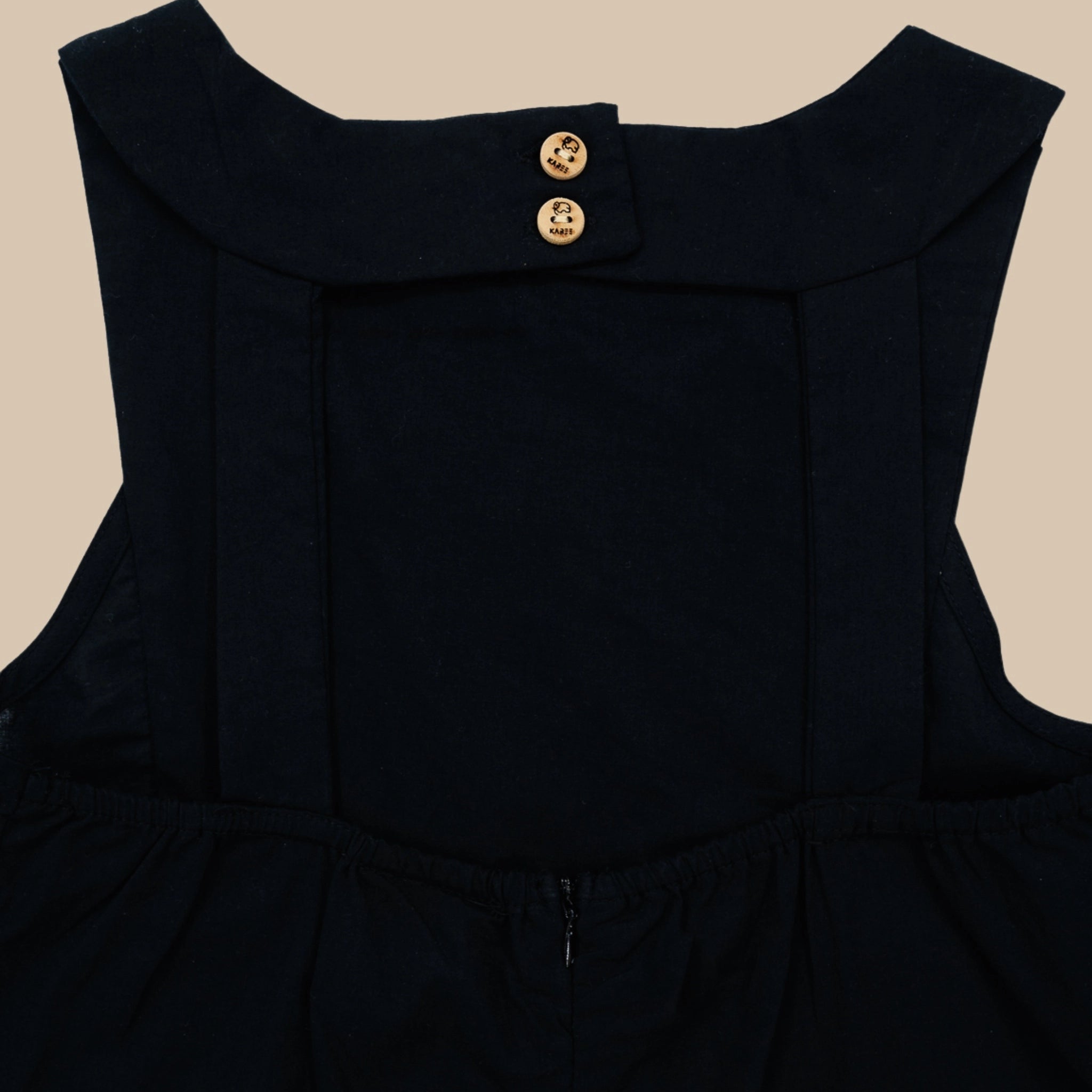 Black Cotton Bib Neck Top for Girls | Karee Sustainable Kidswear Kids Karee
