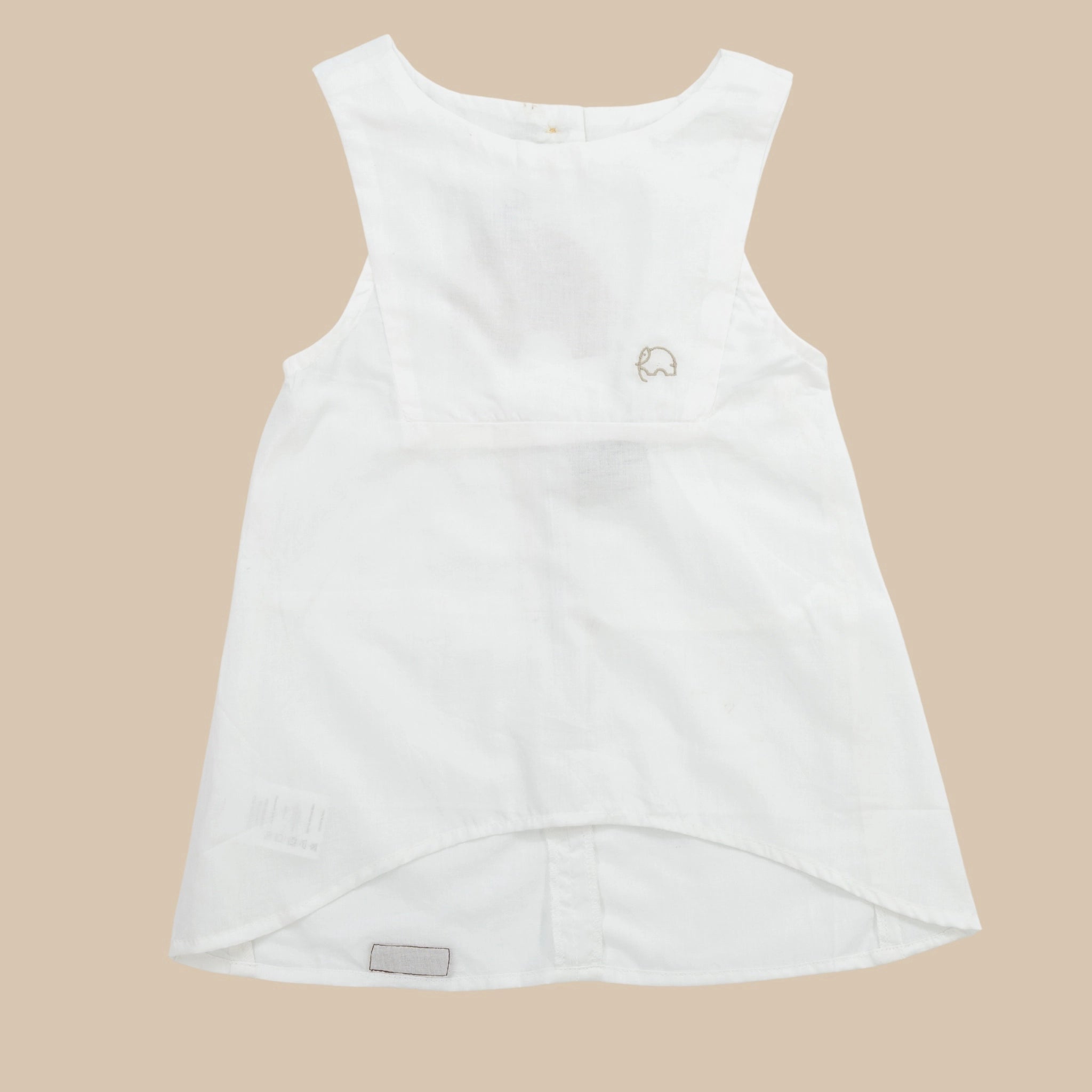 White Cotton Bib Neck Top for Girls | Karee Sustainable Kidswear Kids Karee