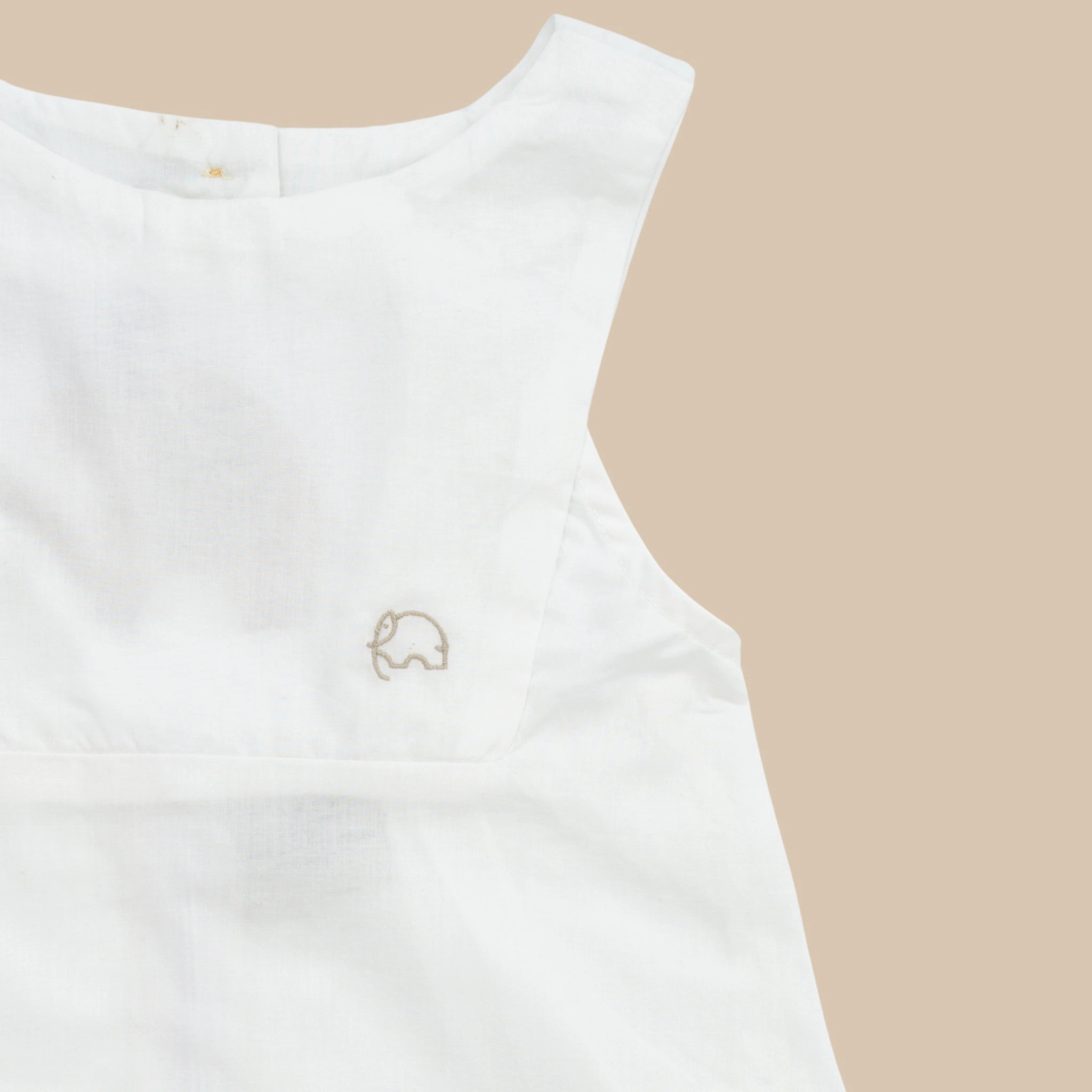 White Cotton Bib Neck Top for Girls | Karee Sustainable Kidswear Kids Karee