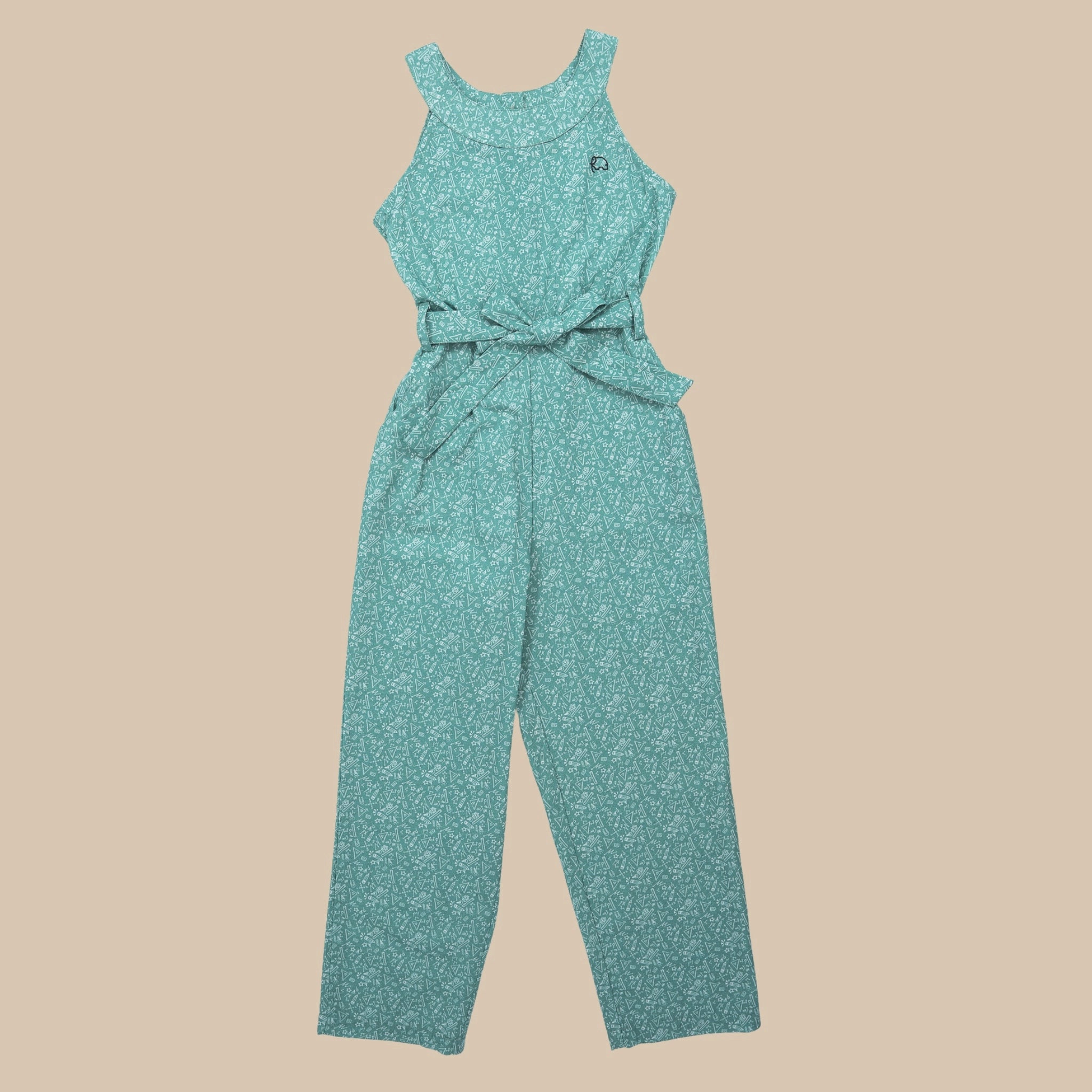 Smoke Green Cotton Jumpsuit for Girls | Karee Sustainable Kidswear Kids Karee