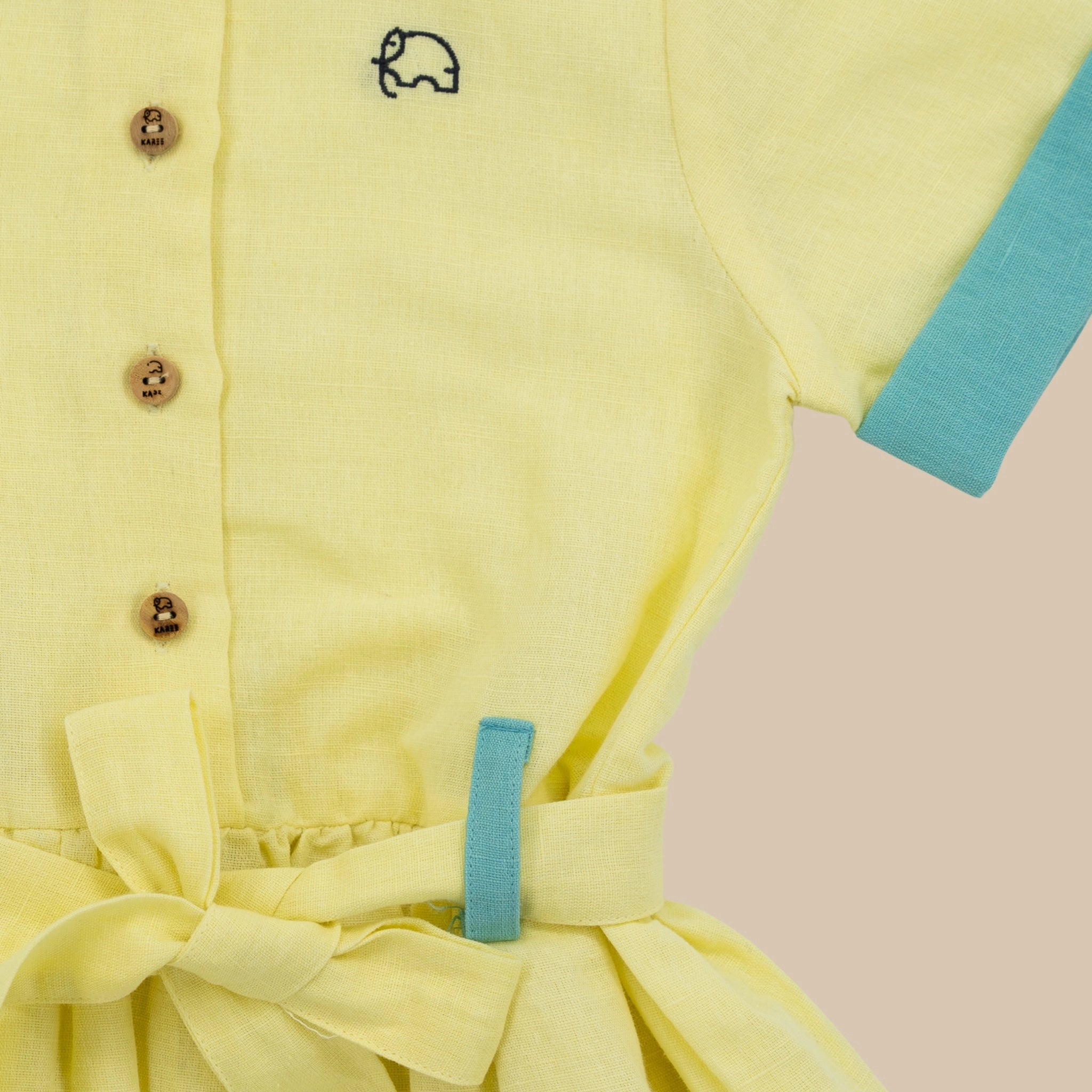 Elfin Yellow Linen Cotton Dress for Girls | Karee Sustainable Kidswear Kids Karee