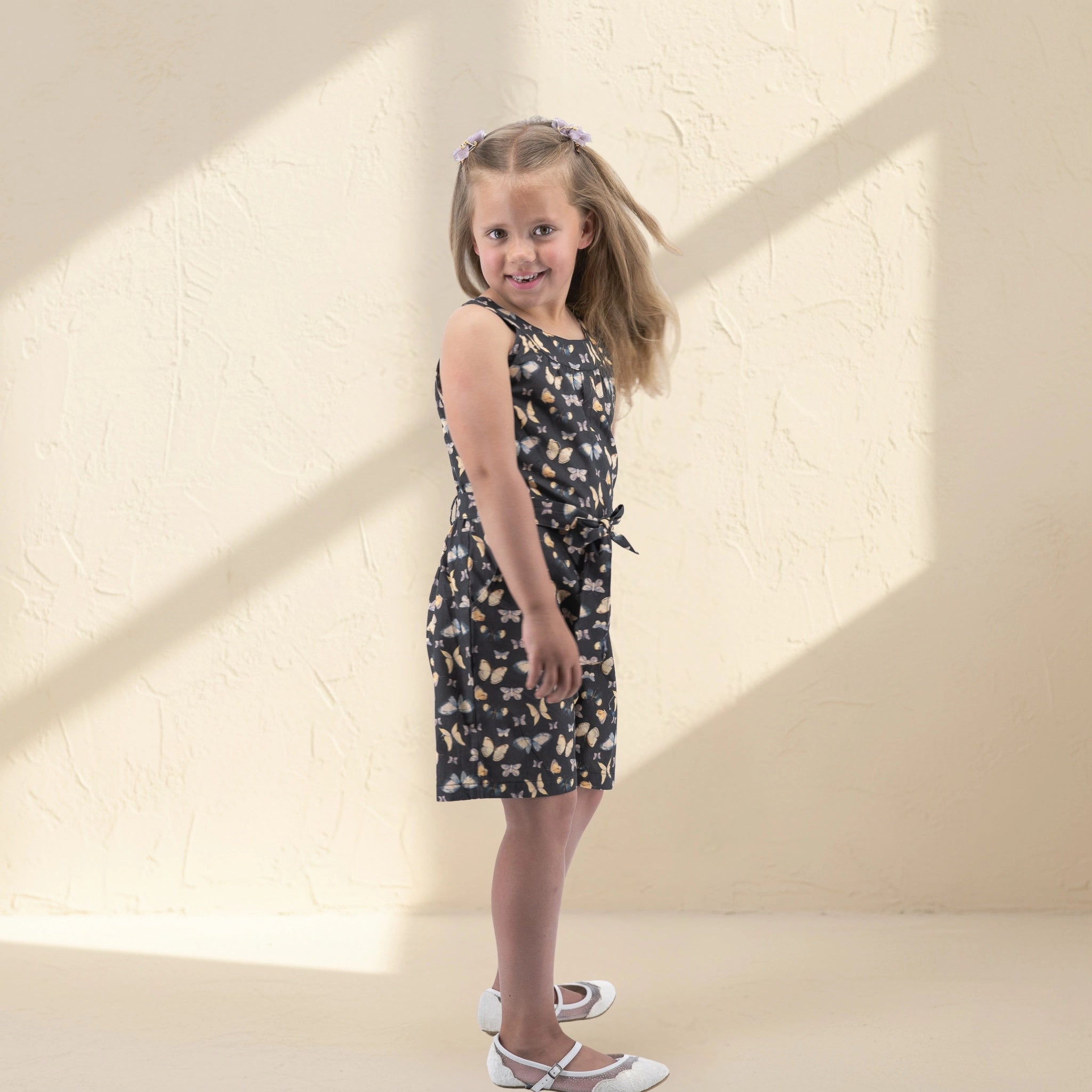 Pirate Black Cotton Play Suit for Girls | Karee Sustainable Kidswear Kids Karee