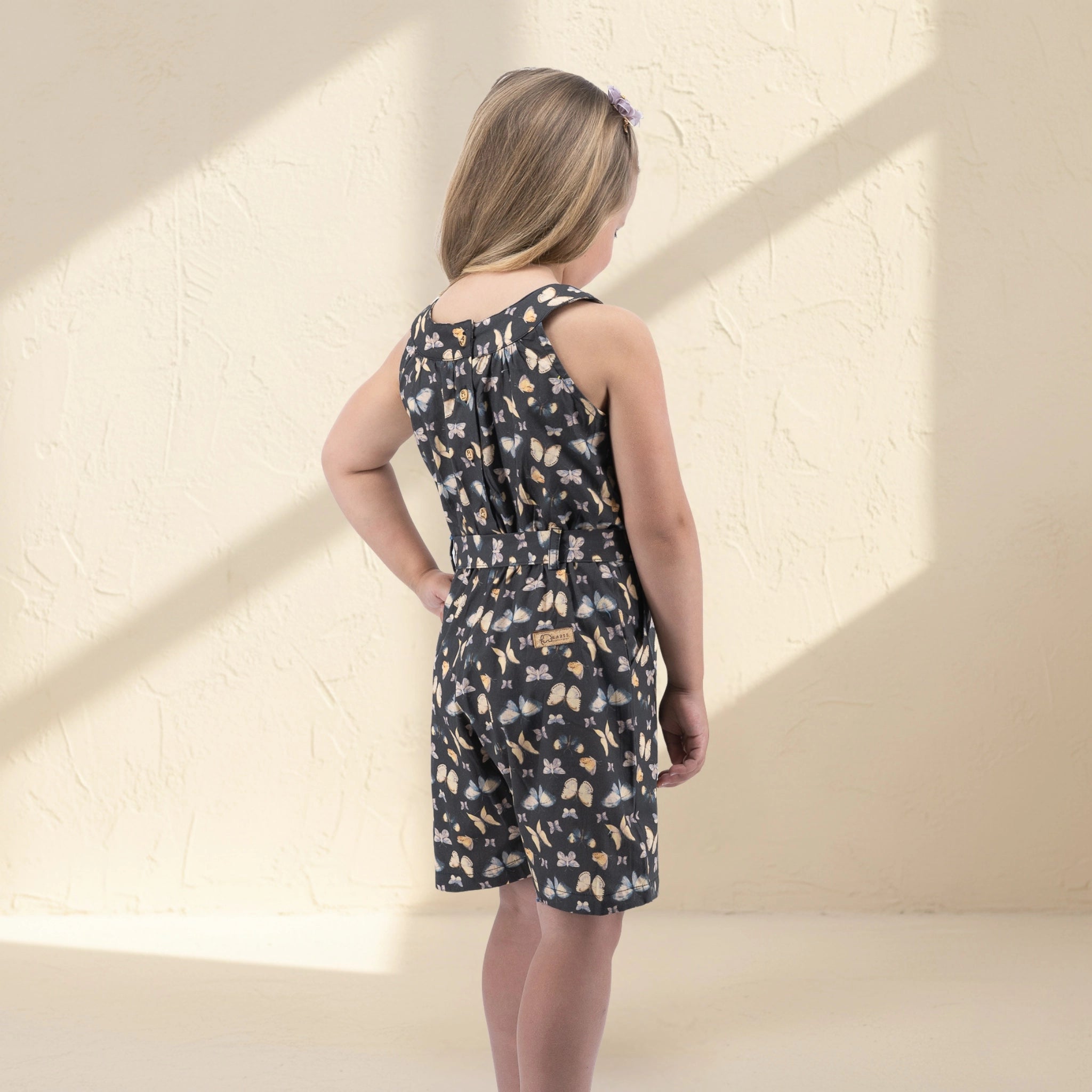 Pirate Black Cotton Play Suit for Girls | Karee Sustainable Kidswear Kids Karee