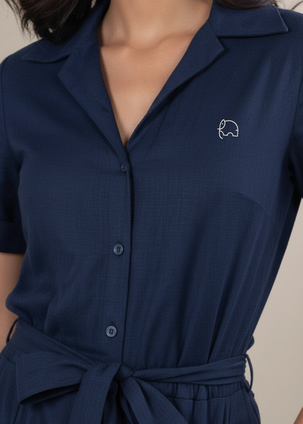 Midnight Blue Elegance Linen Viscose Jumpsuit