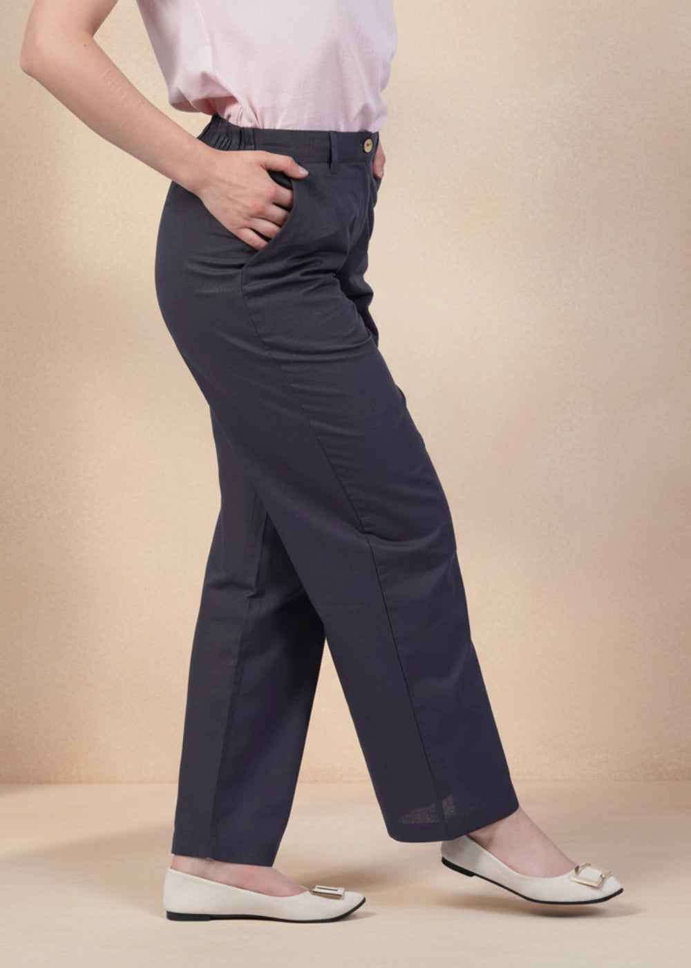 Grey Serenity Cotton Linen Trousers