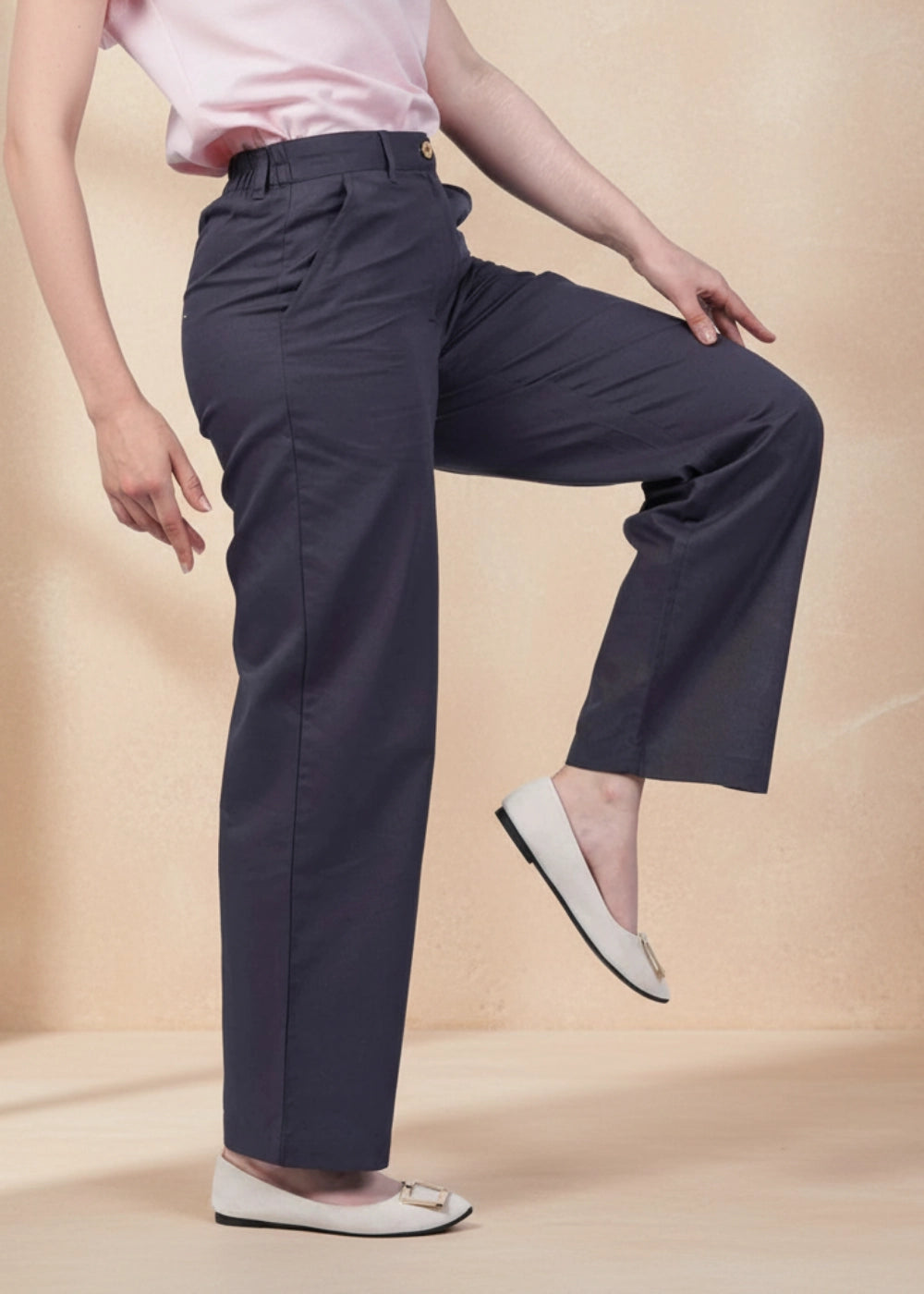 Grey Serenity Cotton Linen Trousers