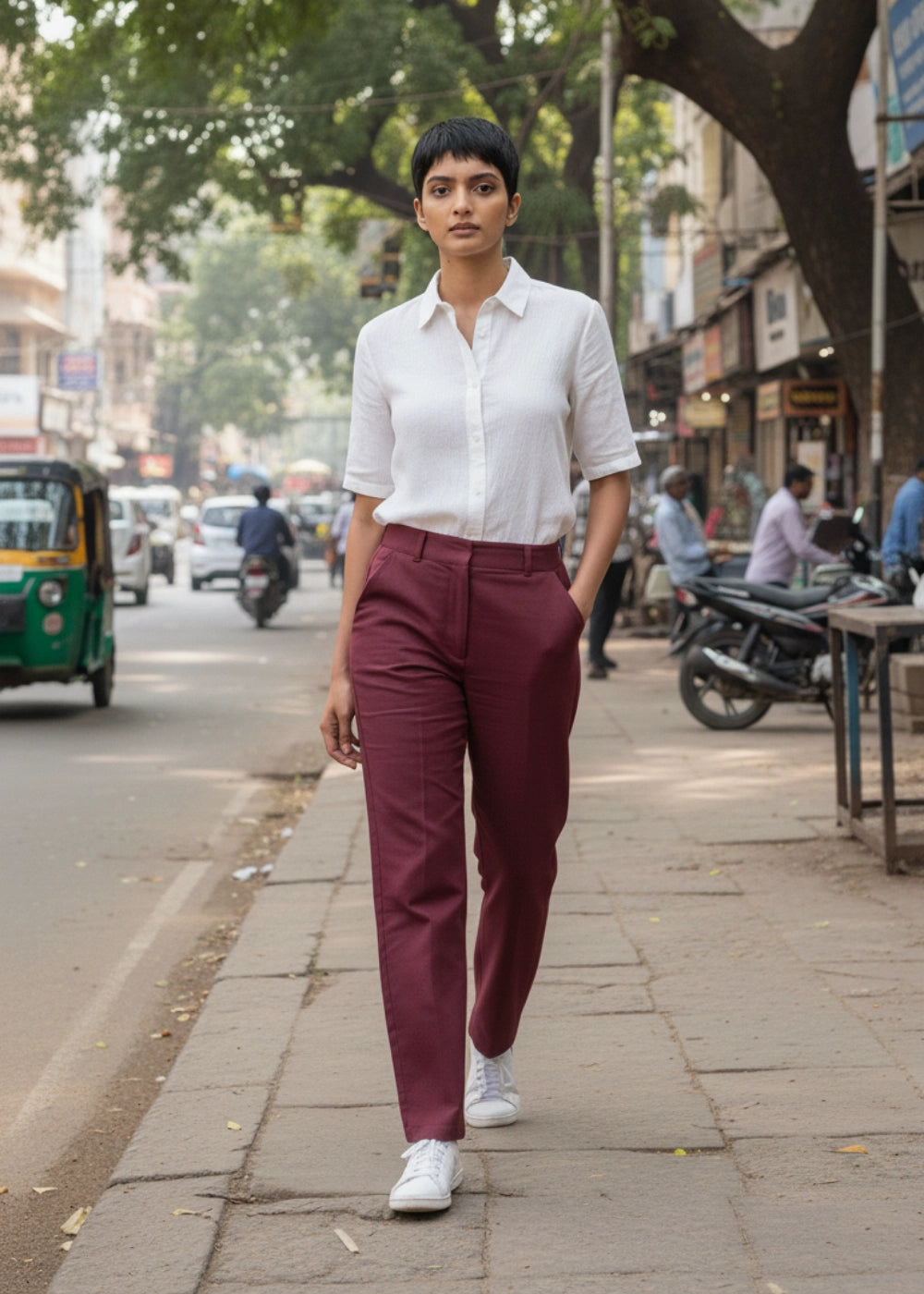 Black Rose Elegance Linen Trousers Women Karee