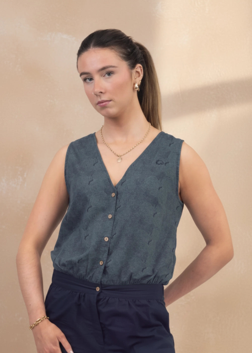 Prussian Blue Ajrakh-Inspired Cotton Jumpsuit | Limited Edition by Karee Women Karee