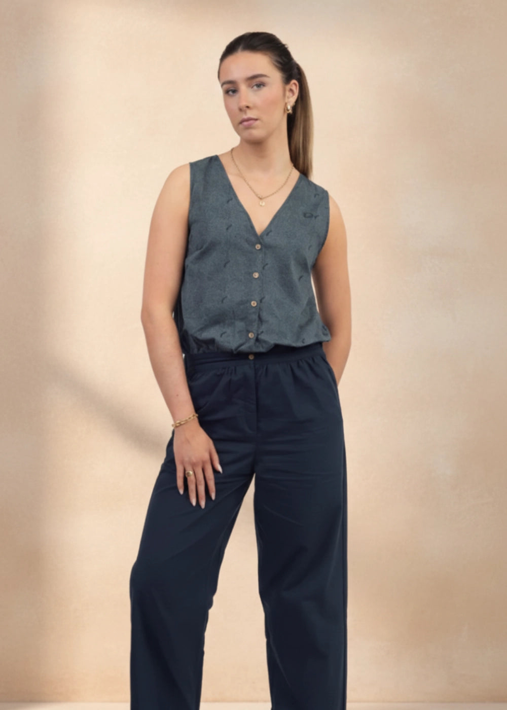Prussian Blue Ajrakh-Inspired Cotton Jumpsuit | Limited Edition by Karee Women Karee