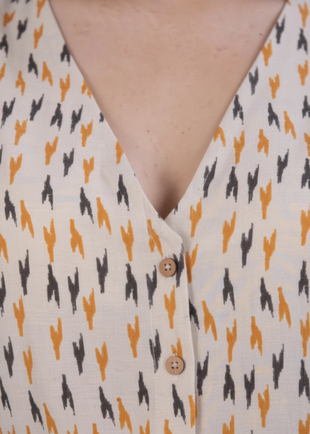 Beige Chevron Linen-Cotton Jumpsuit