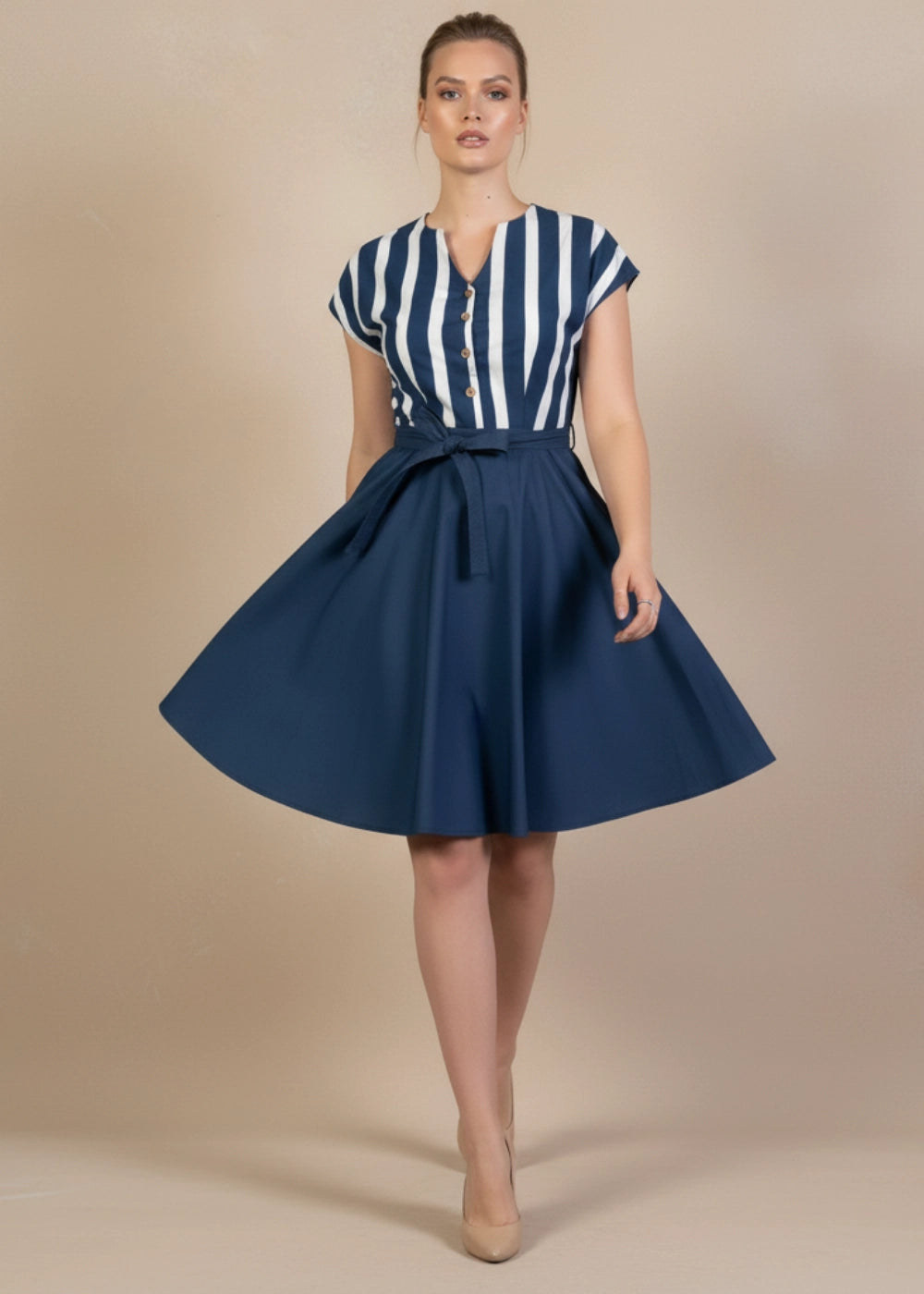 Denim & White Oasis Cotton Midi Dress