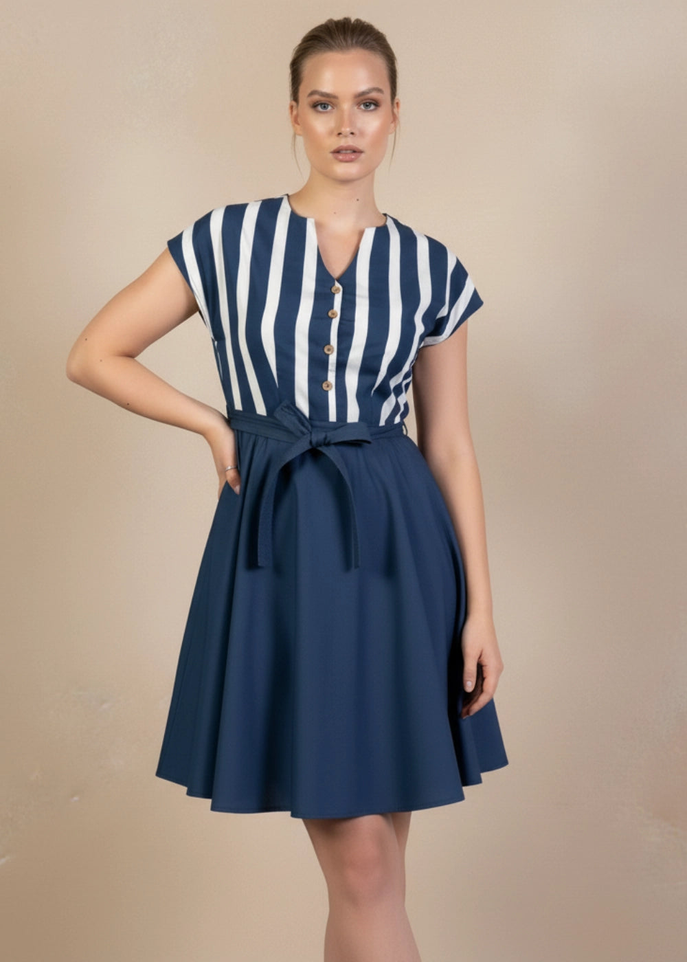 Denim & White Oasis Cotton Midi Dress