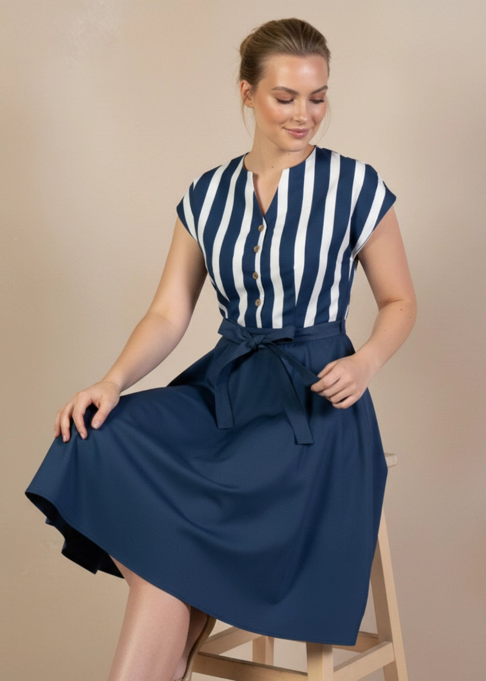 Denim & White Oasis Cotton Midi Dress