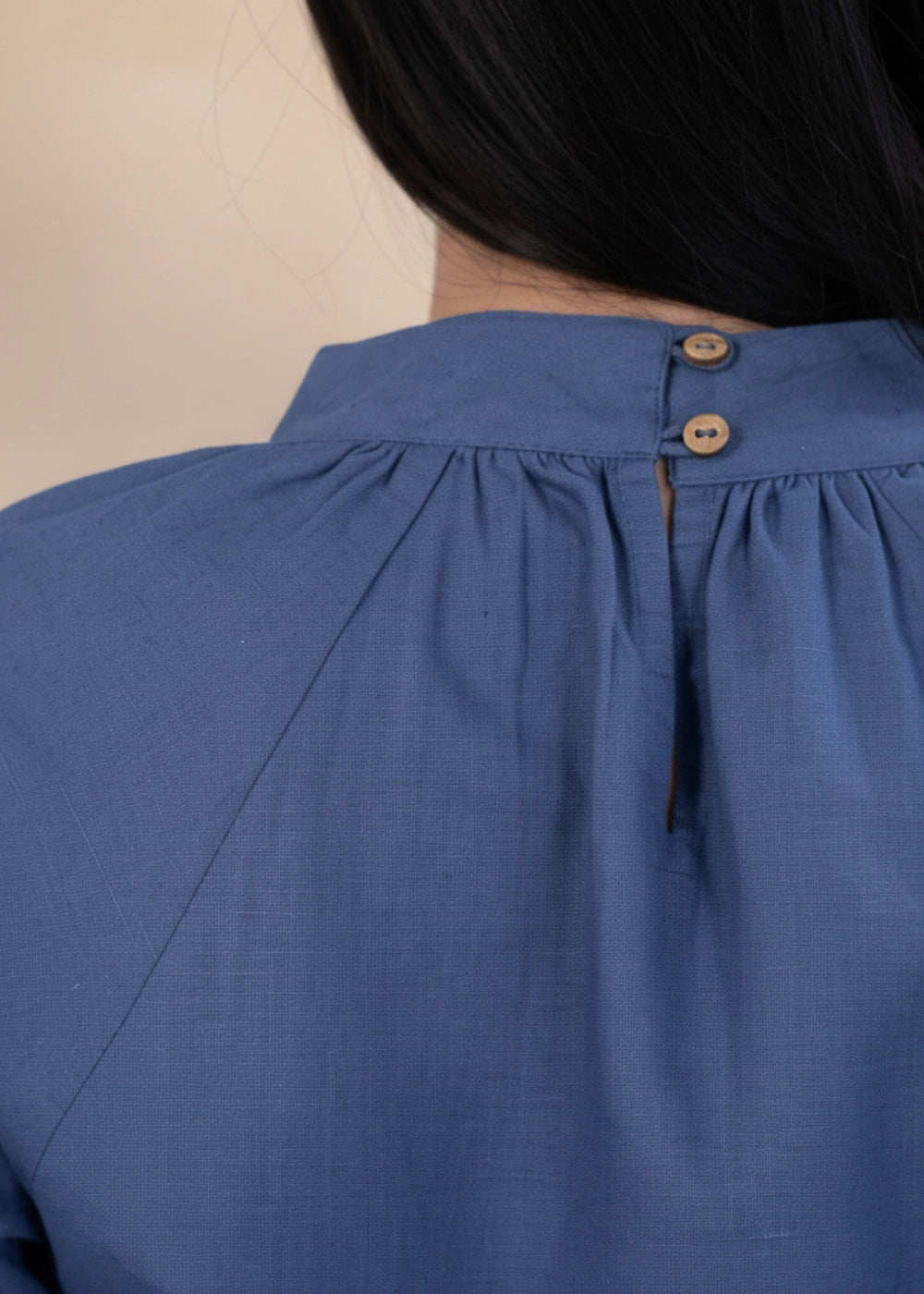 Bio Blue 3/4 Sleeve Linen Top