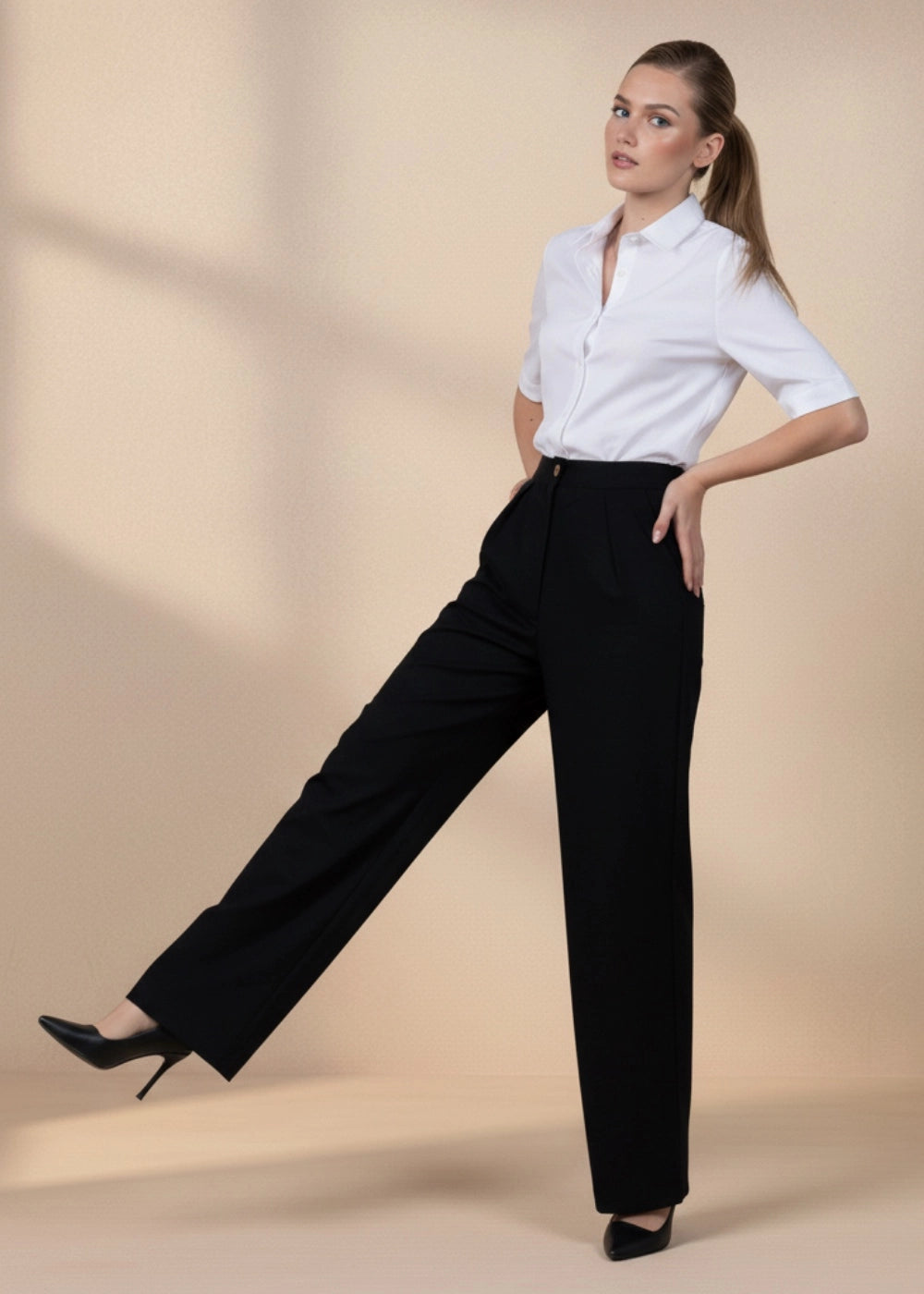 Black Elegance Wide-Leg Trousers