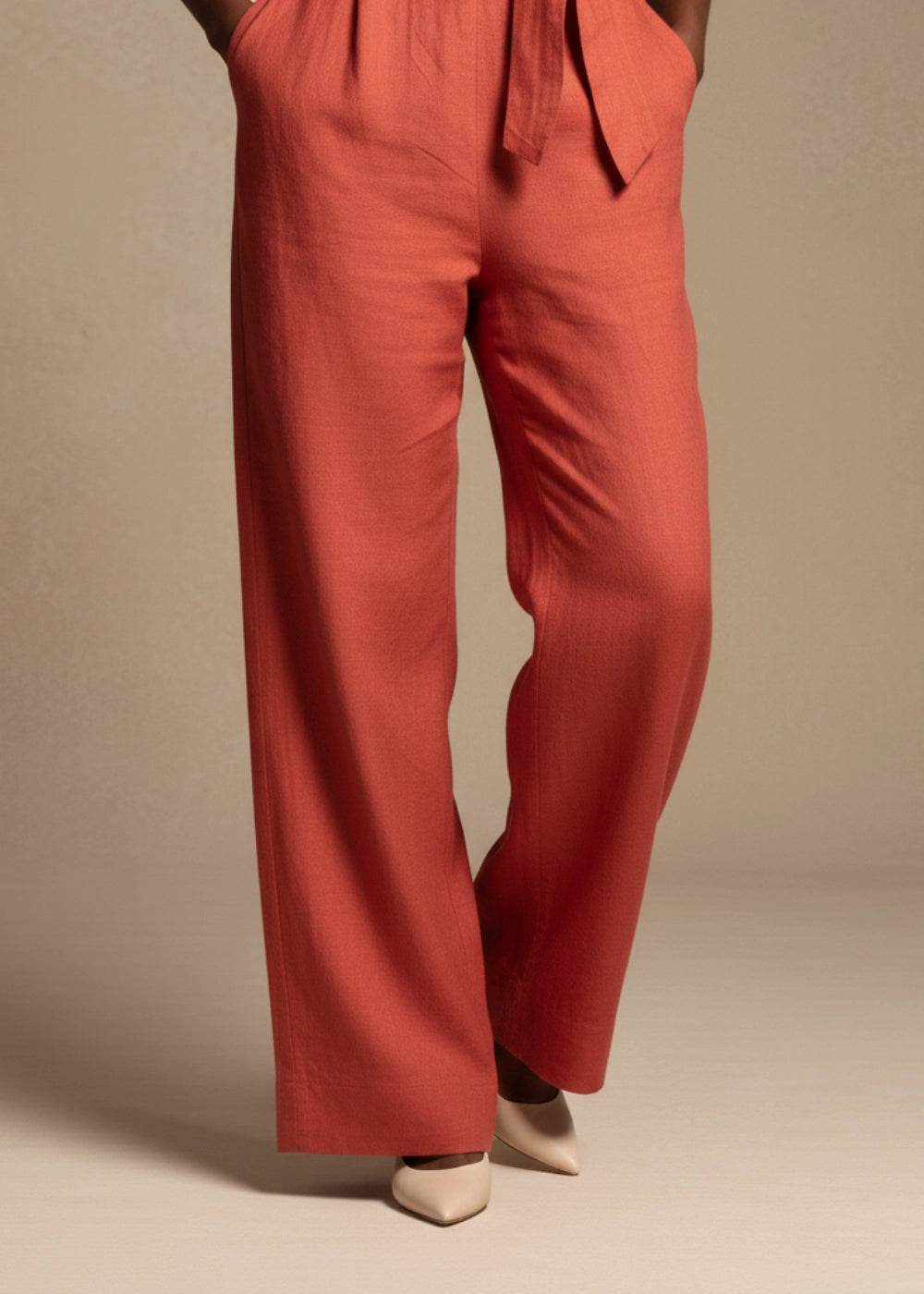 Milano Red Serenity Linen–Viscose Jumpsuit