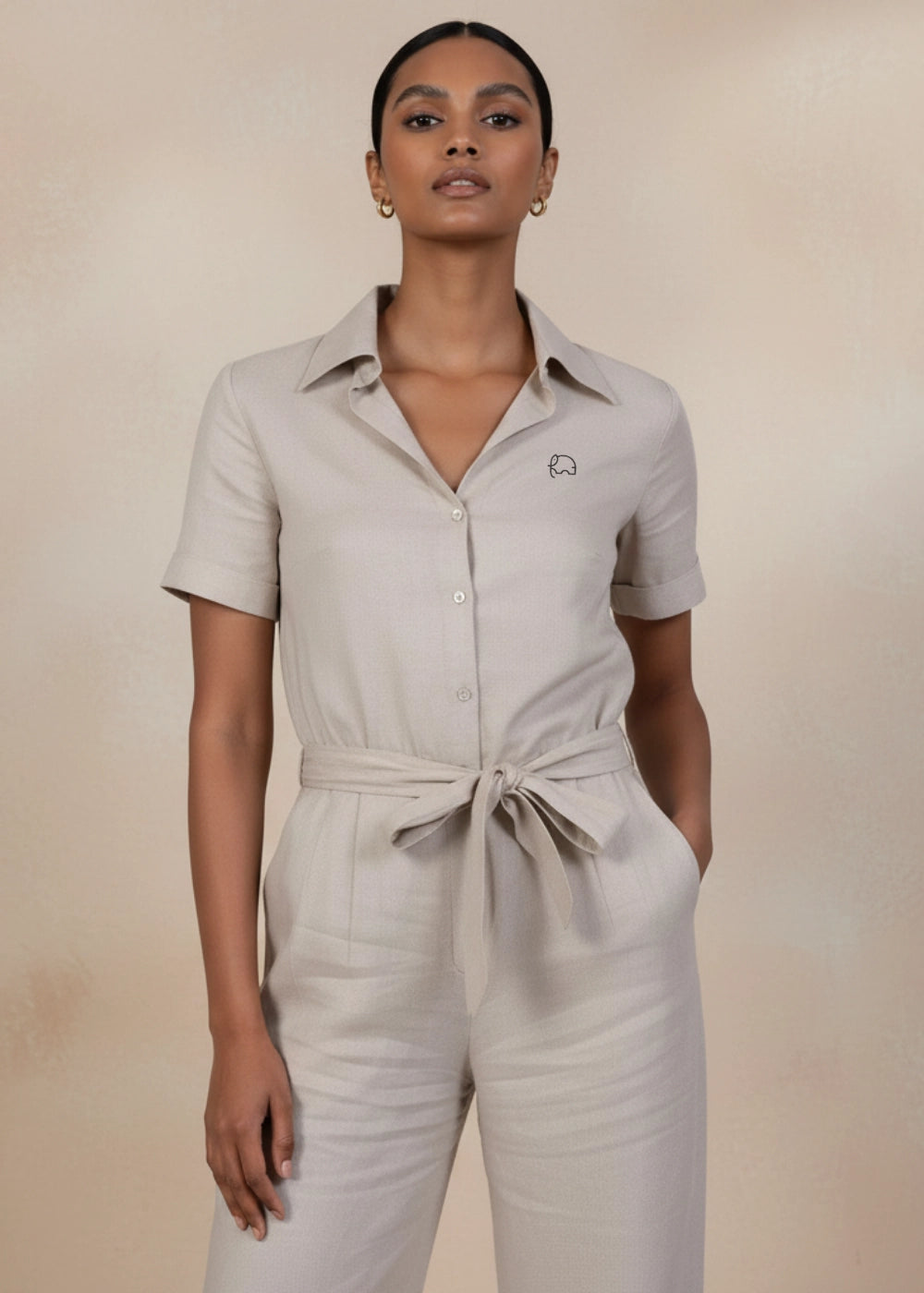 Merino Elegance Viscose Linen Jumpsuit