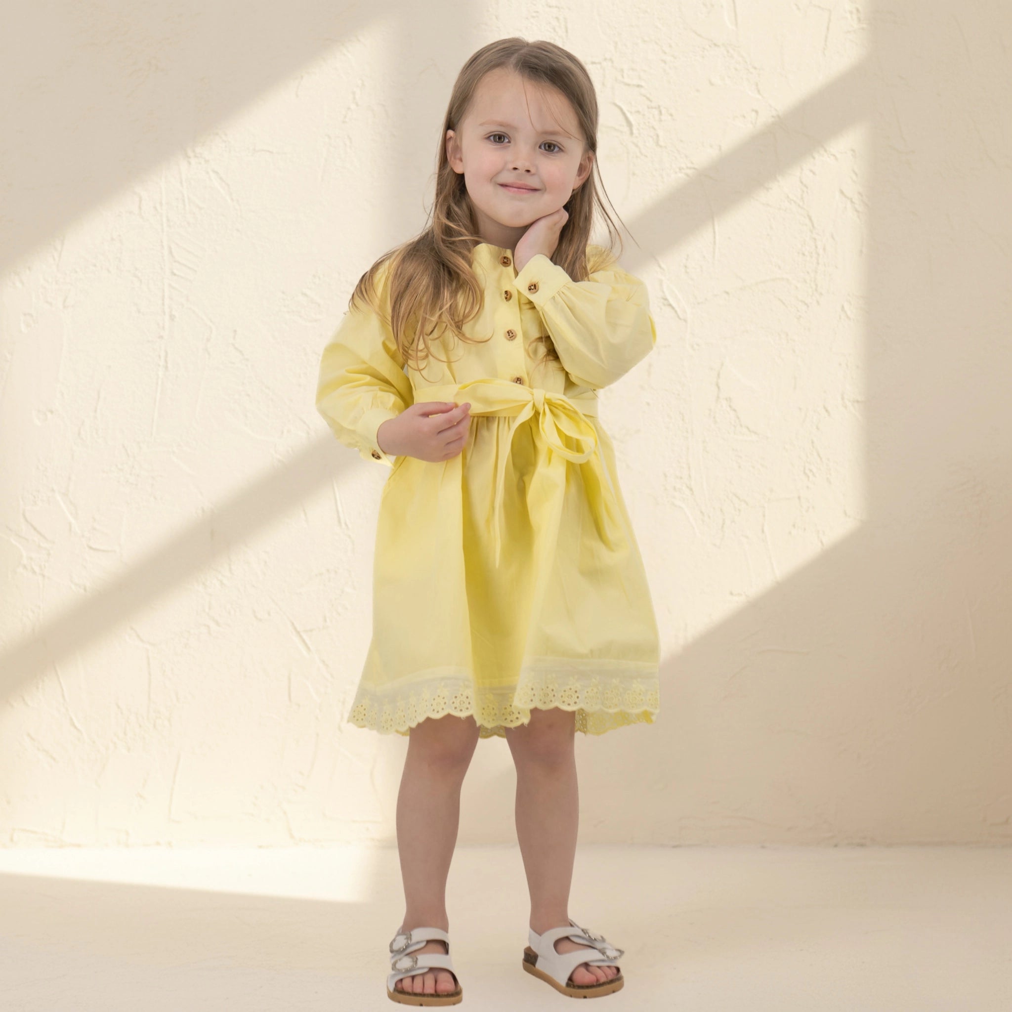 Yellow Puff Sleeve Cotton Dress for Girls | Karee Sustainable Kidswear Kids Karee